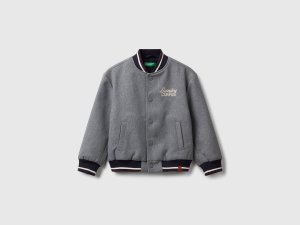 Blouson aviateur en laine mélangée Blouson aviateur en laine mélangée