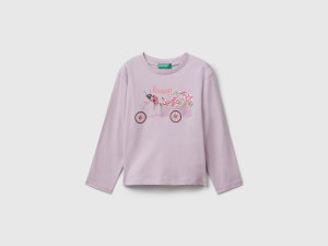 T-shirt en coton avec imprimé pailleté T-shirt en coton avec imprimé pailleté