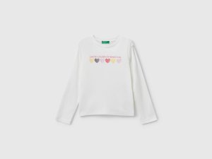 T-shirt en coton avec logo pailleté T-shirt en coton avec logo pailleté
