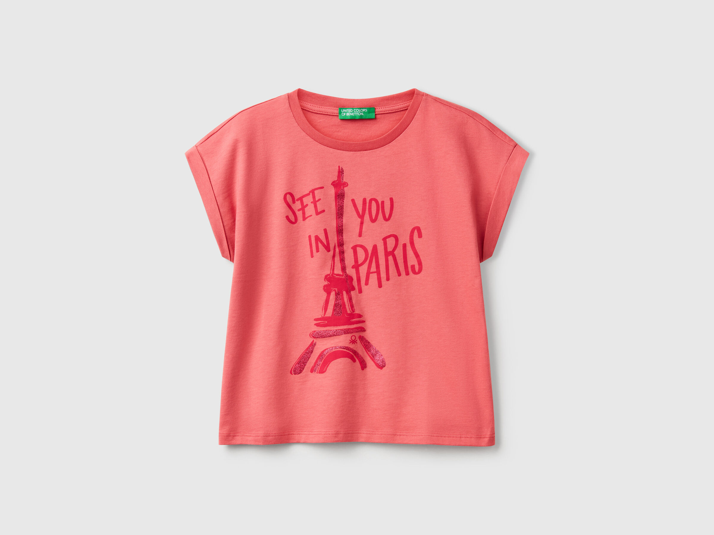 T-shirt coupe boxy avec imprimé et paillettes T-shirt coupe boxy avec imprimé et paillettes