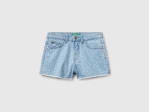 Pantalon court en jean à franges Pantalon court en jean à franges