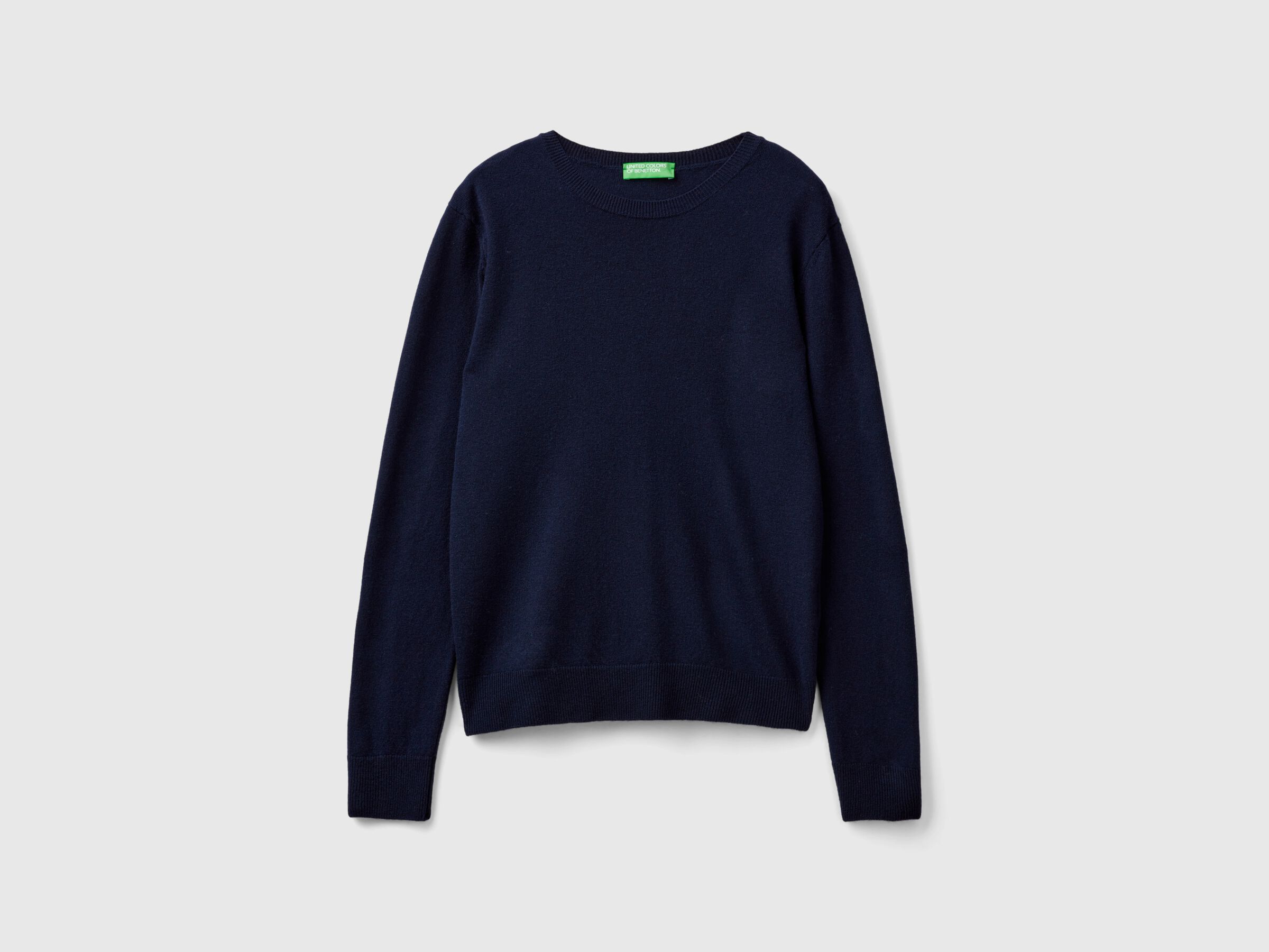 Pull bleu nuit à col rond en laine mérinos – Image 5