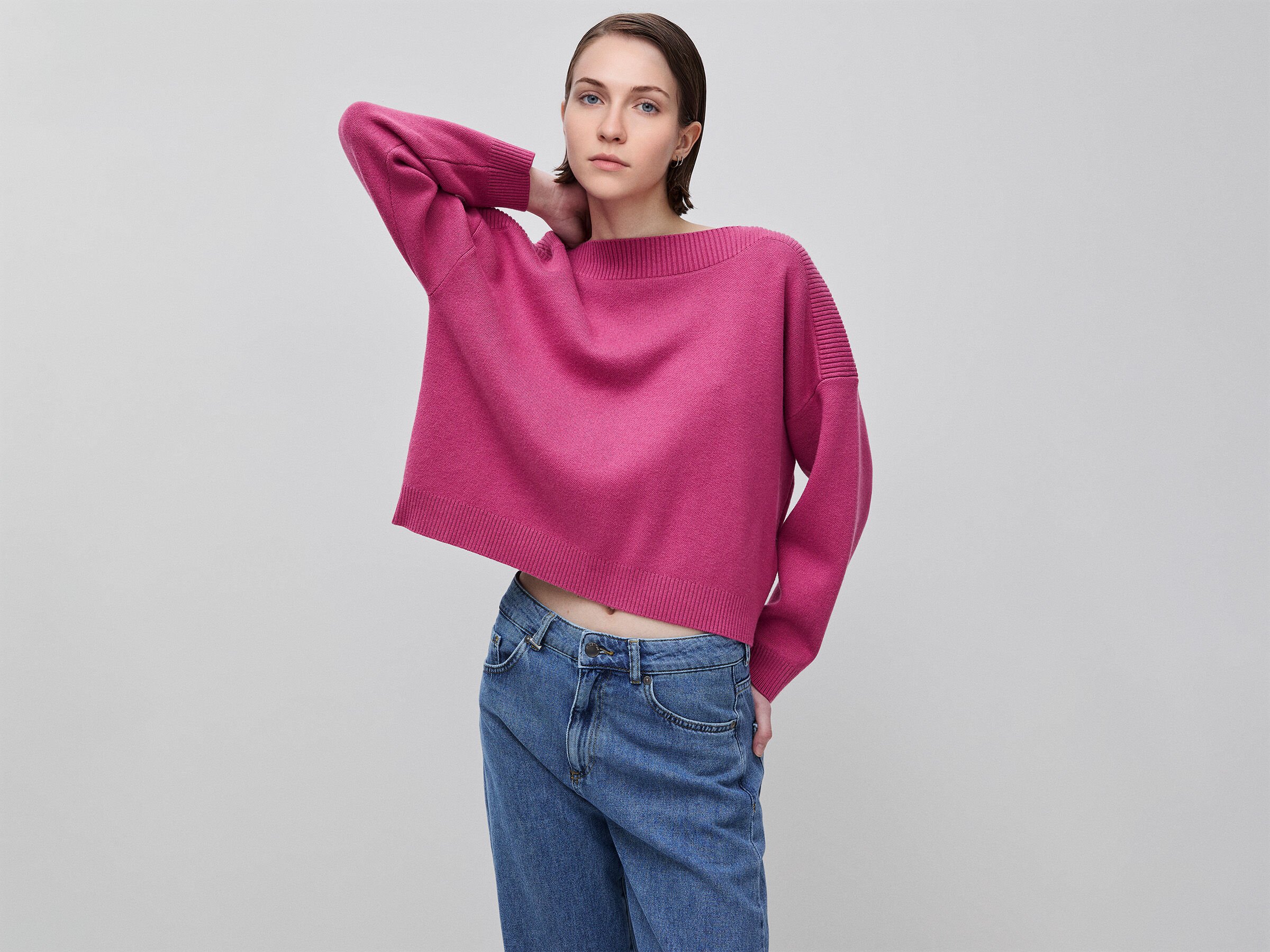 Pull jacquard à coupe carrée Pull jacquard à coupe carrée