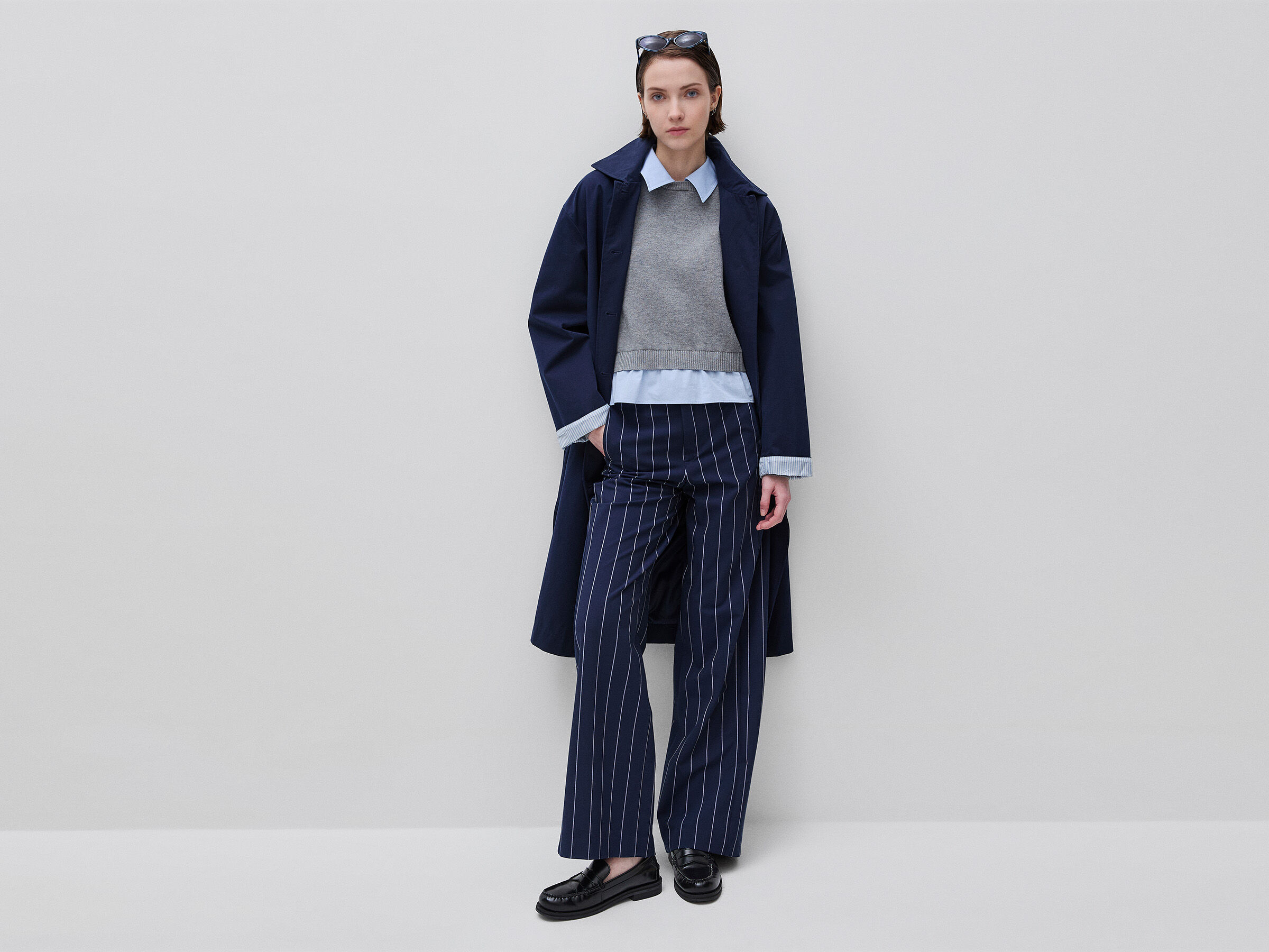 Pantalon à rayures fines à jambes larges – Image 3