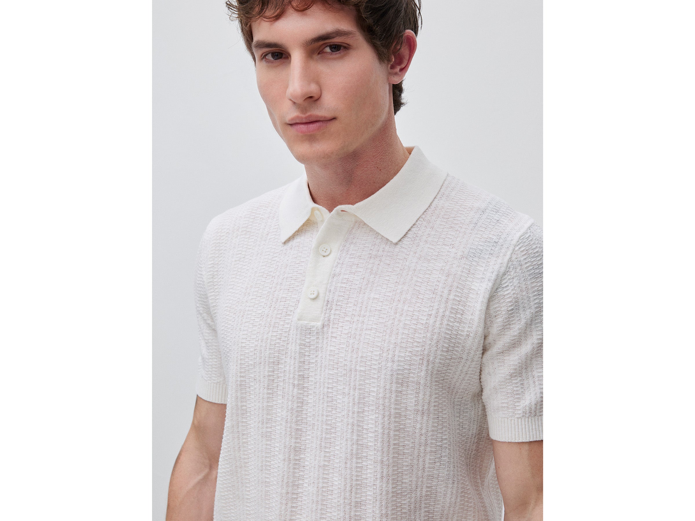 Polo en lin mélangé texturé – Image 4