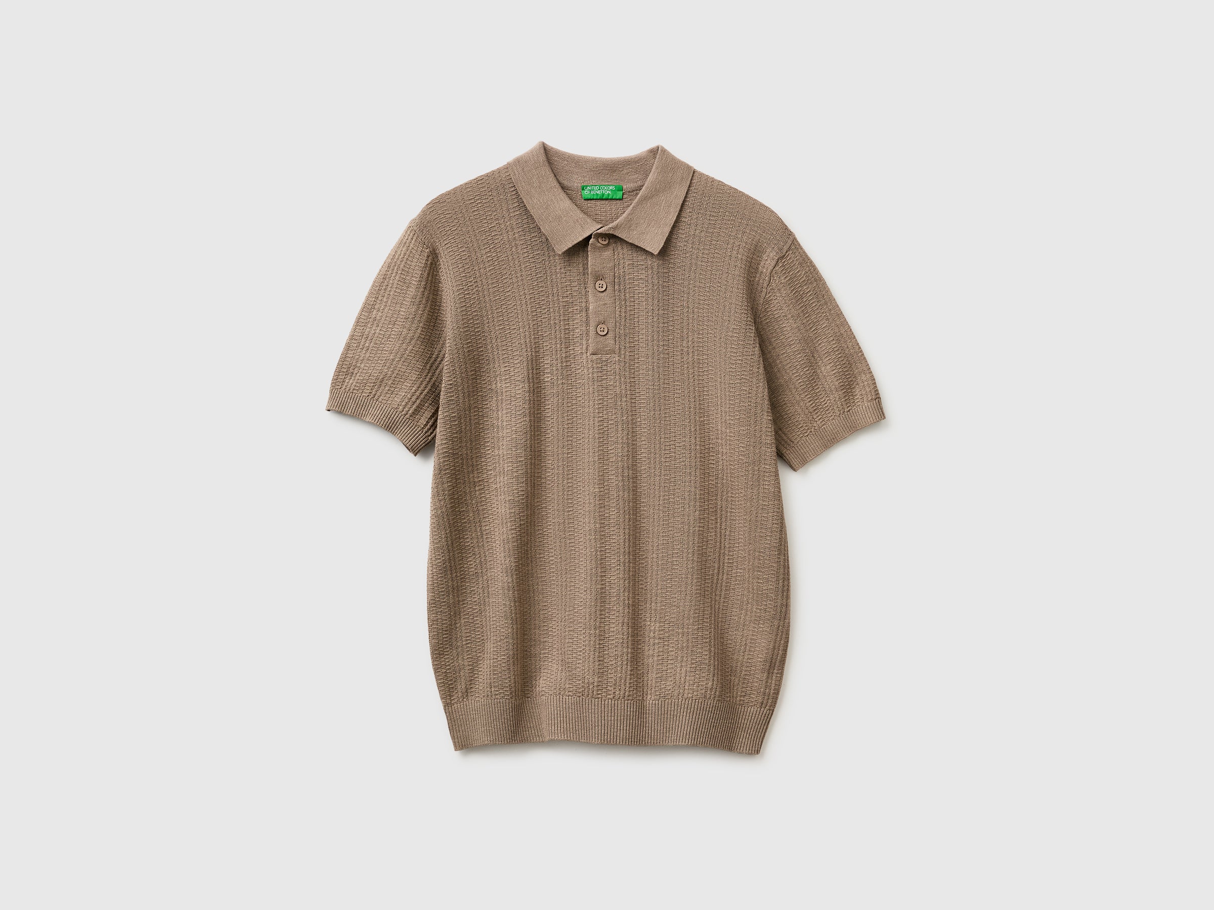 Polo en lin mélangé texturé Polo en lin mélangé texturé