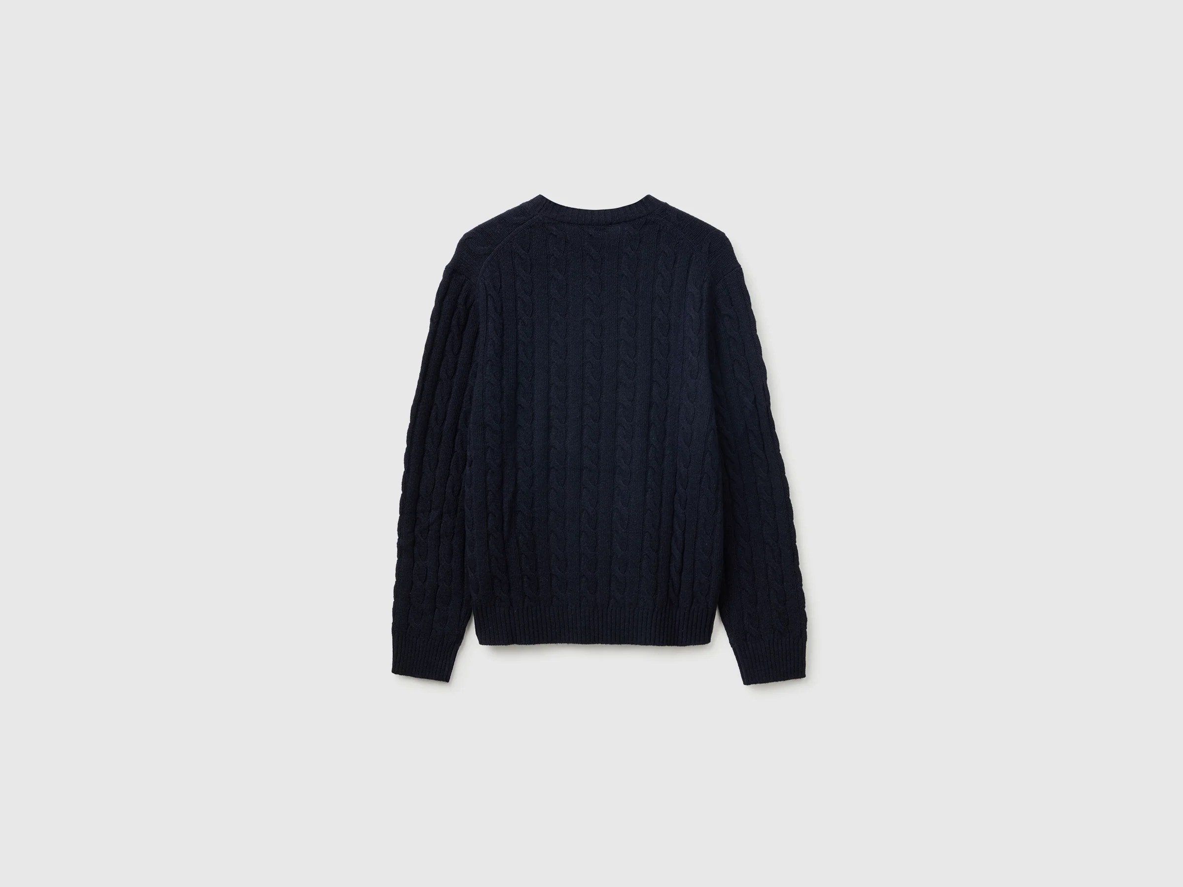 Pull col rond en laine mélangée à torsades – Image 2
