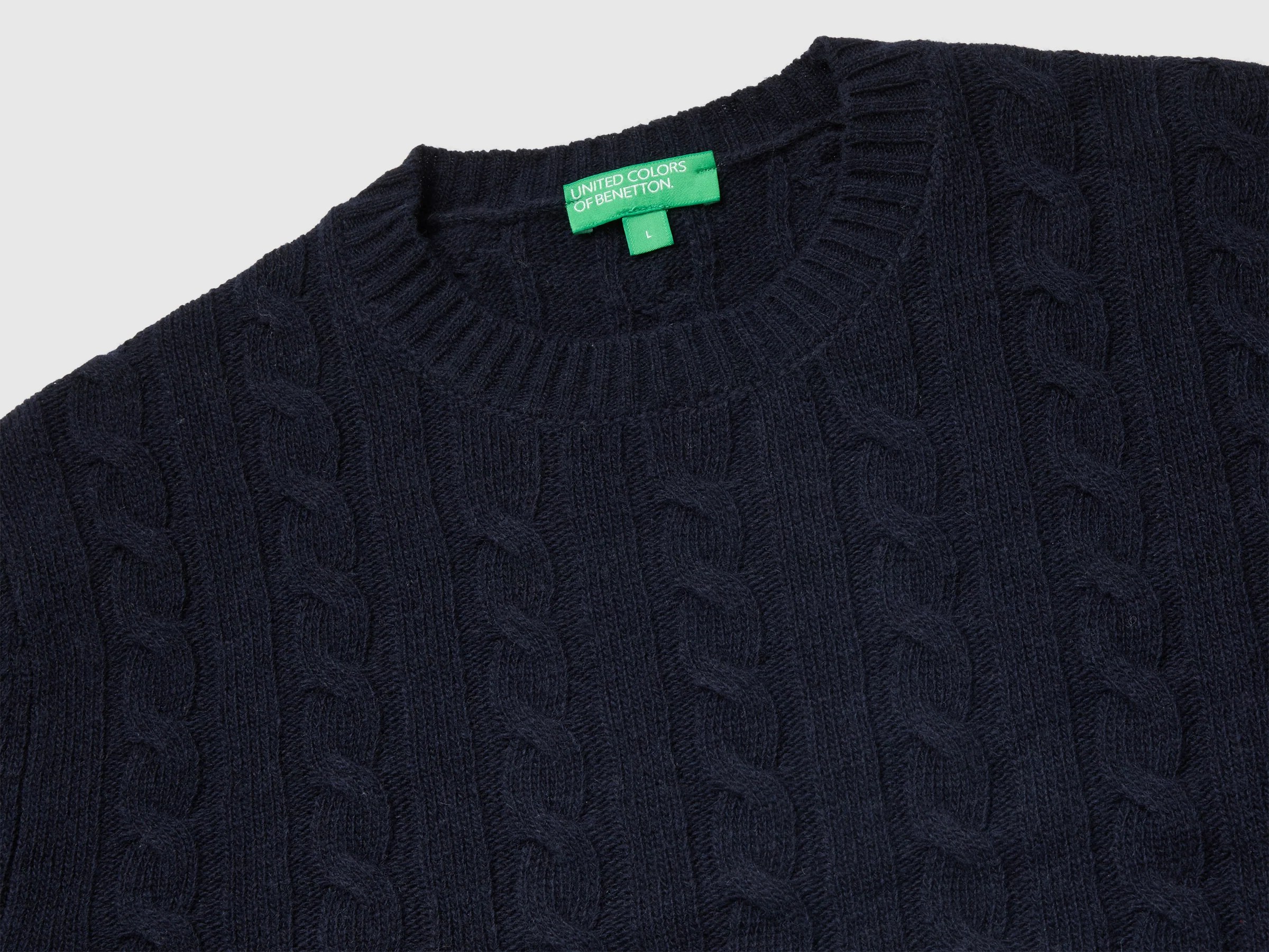 Pull col rond en laine mélangée à torsades – Image 3