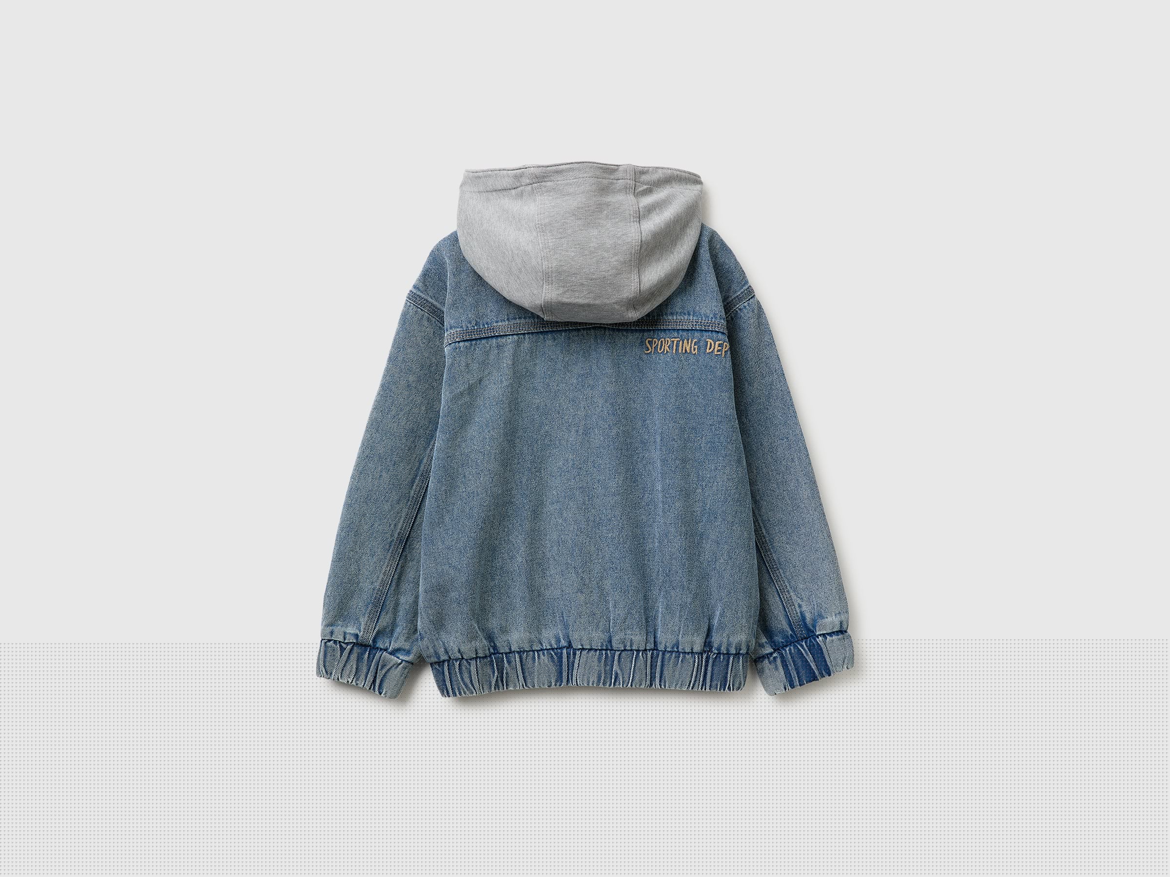 Blouson aviateur en jean avec capuche en polaire – Image 2