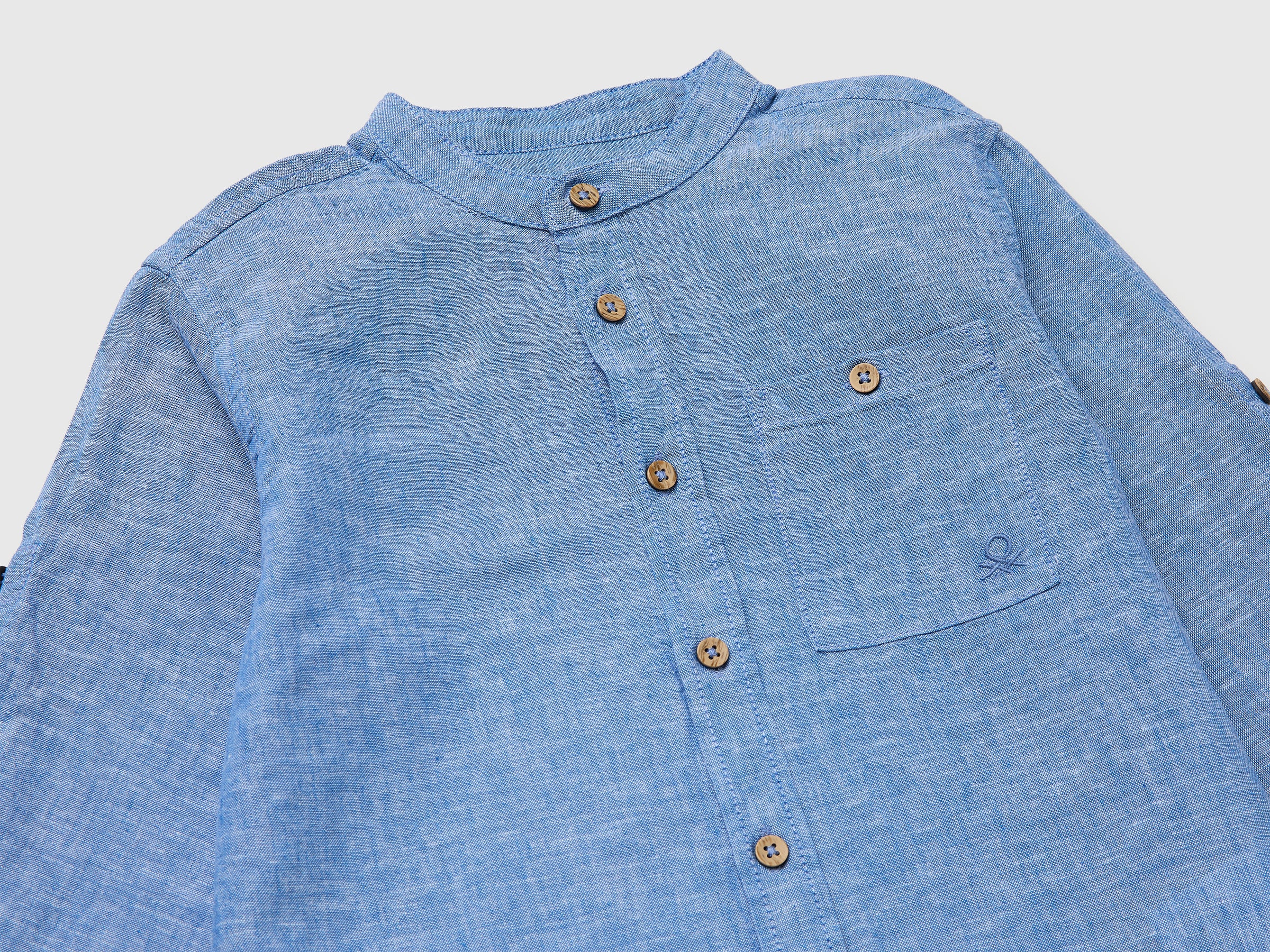 Chemise à col mandarin en lin mélangé – Image 3