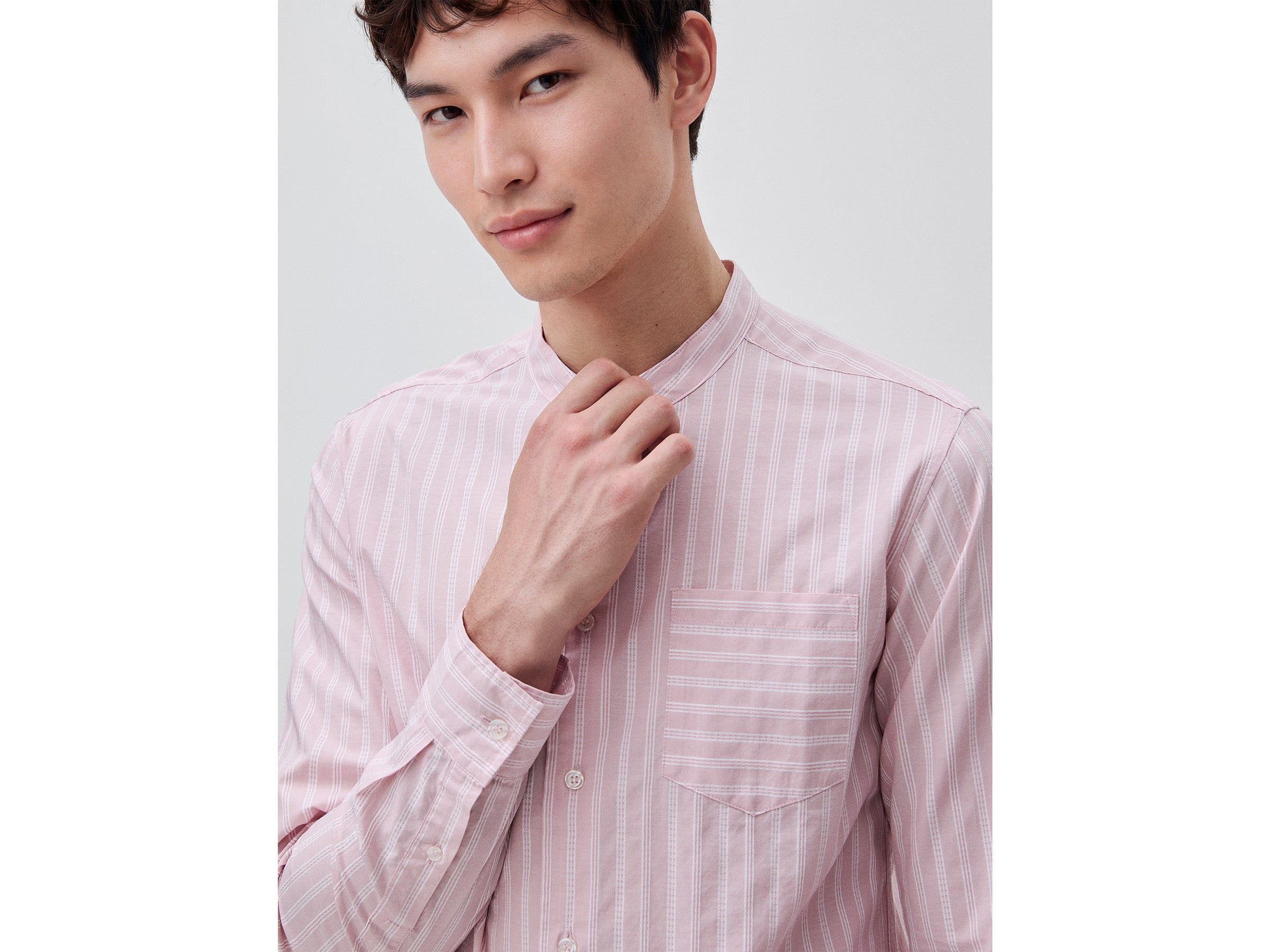 Chemise rayée à col mandarin – Image 4
