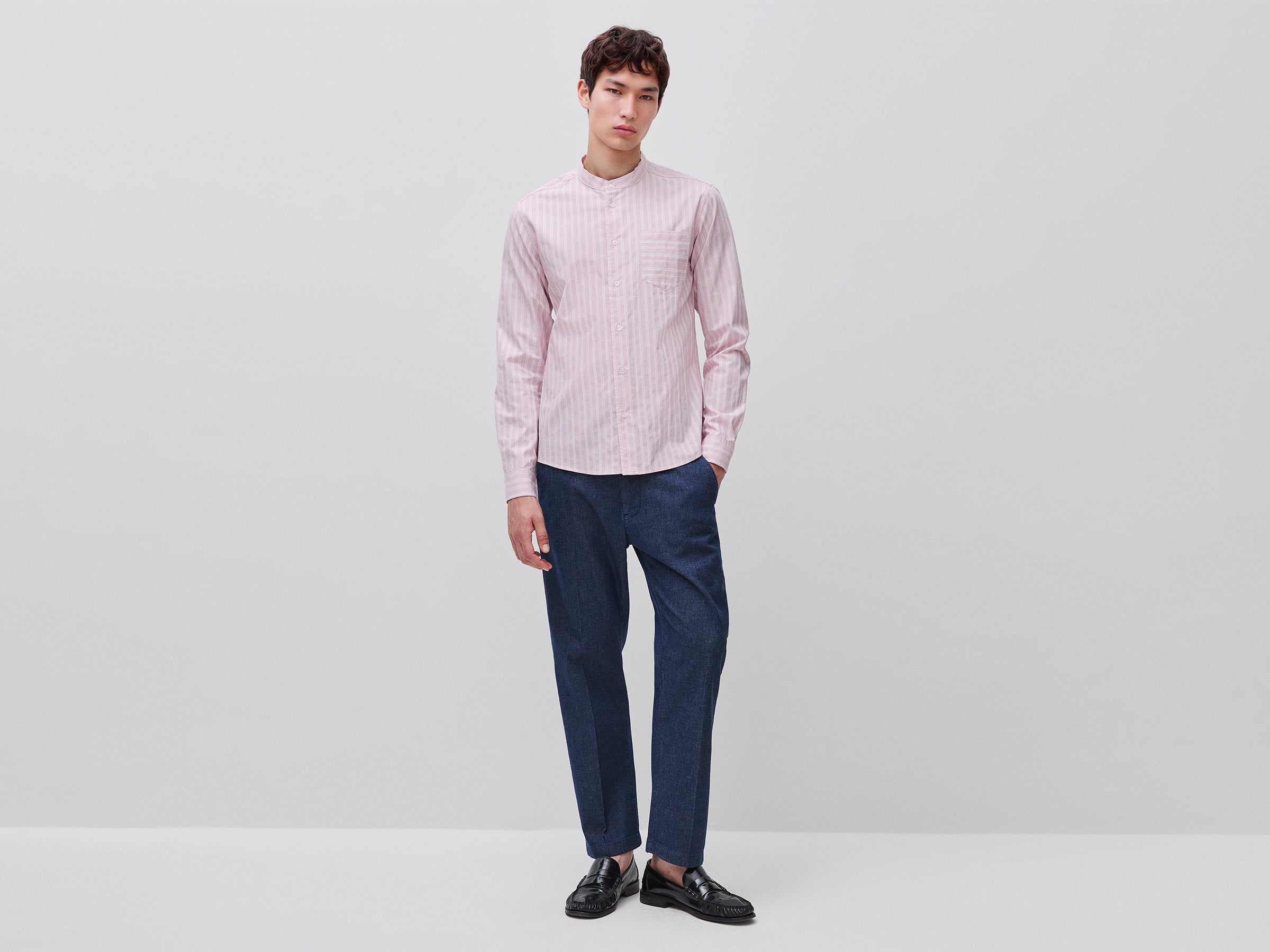 Chemise rayée à col mandarin – Image 3