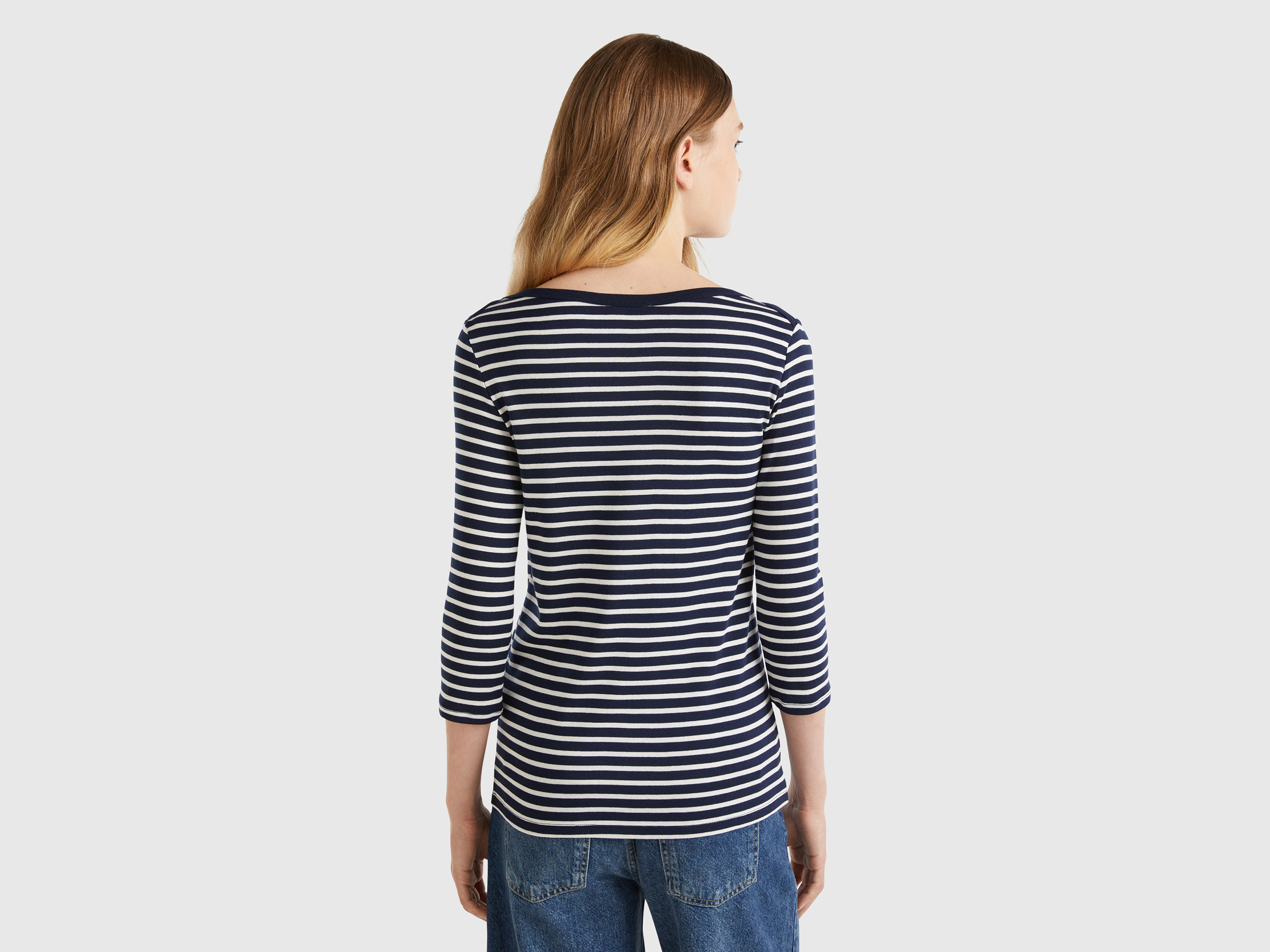 T-shirt rayé manches 3/4 en pur coton – Image 2