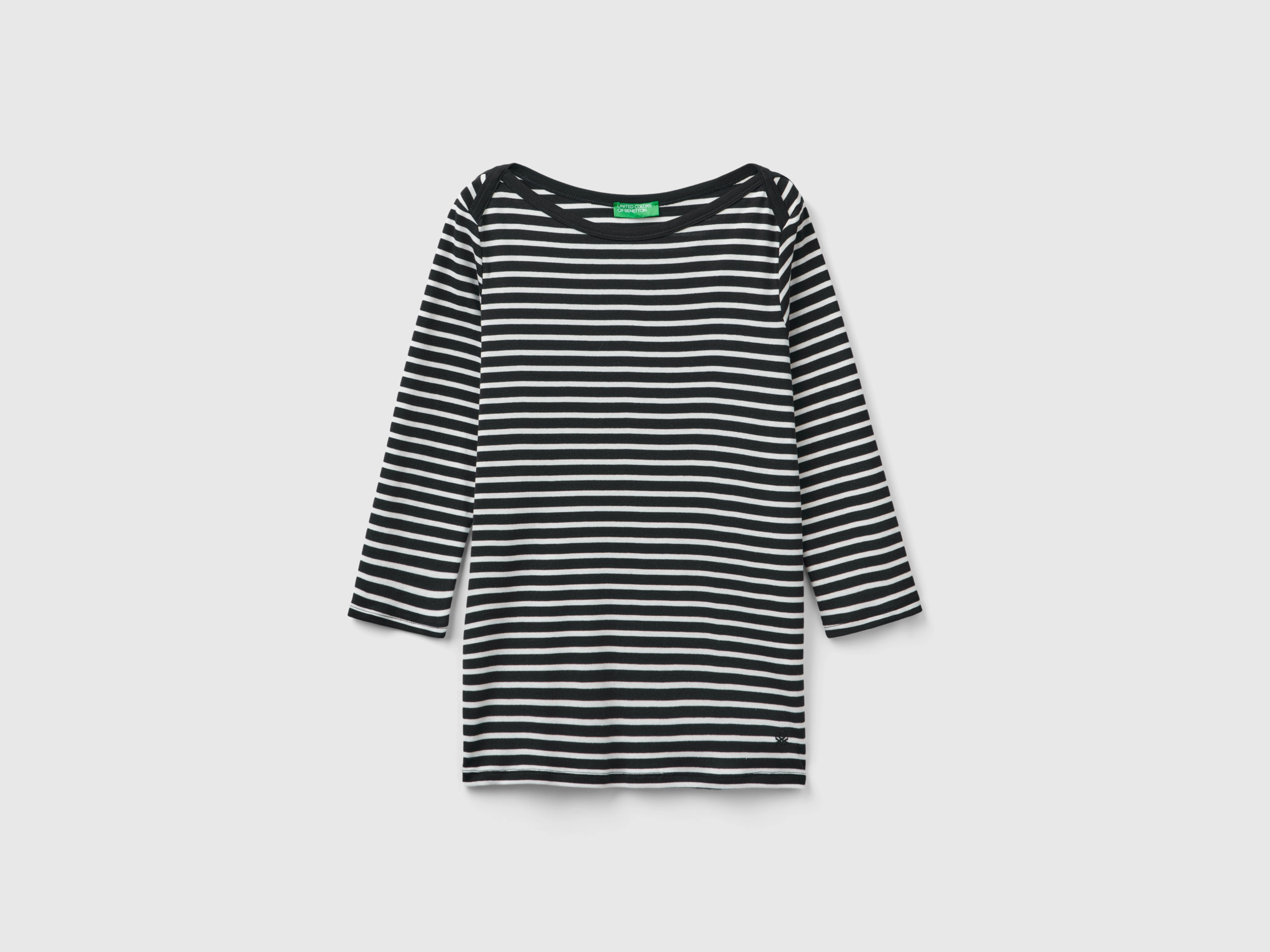T-shirt rayé manches 3/4 en pur coton – Image 3