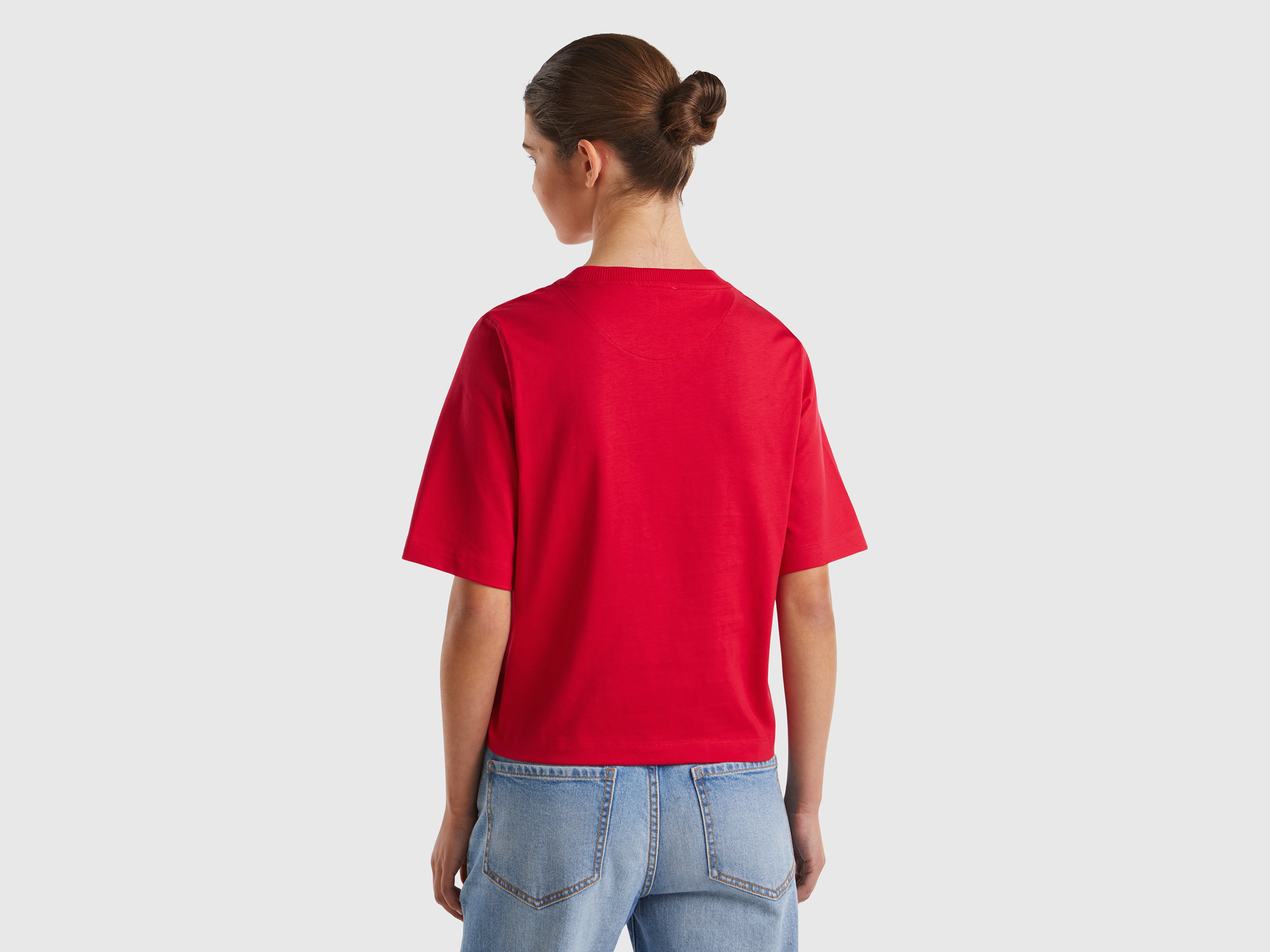 T-shirt coupe boxy 100 % coton en jersey, col rond côtelé. – Image 2