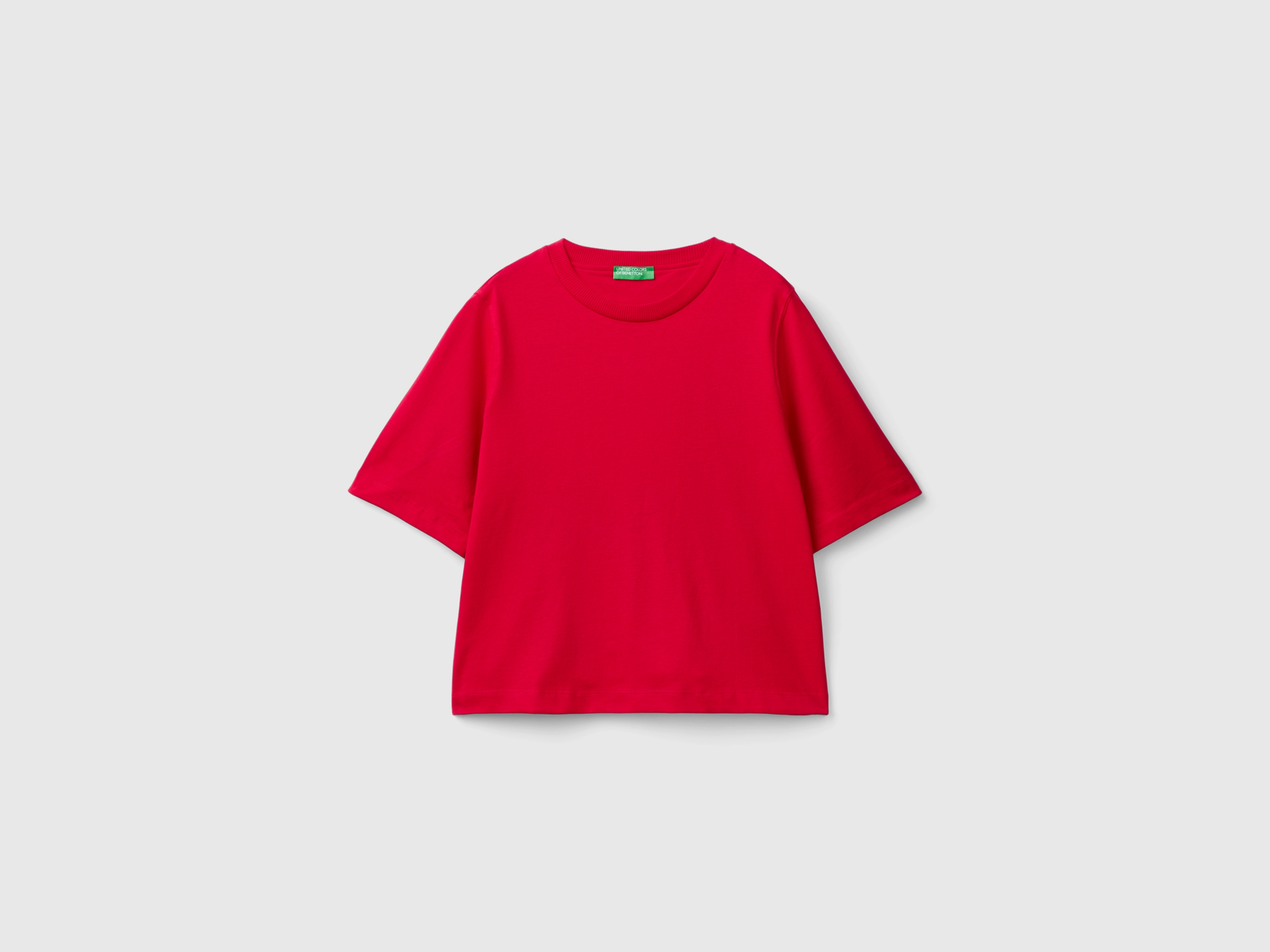 T-shirt coupe boxy 100 % coton en jersey, col rond côtelé. – Image 3