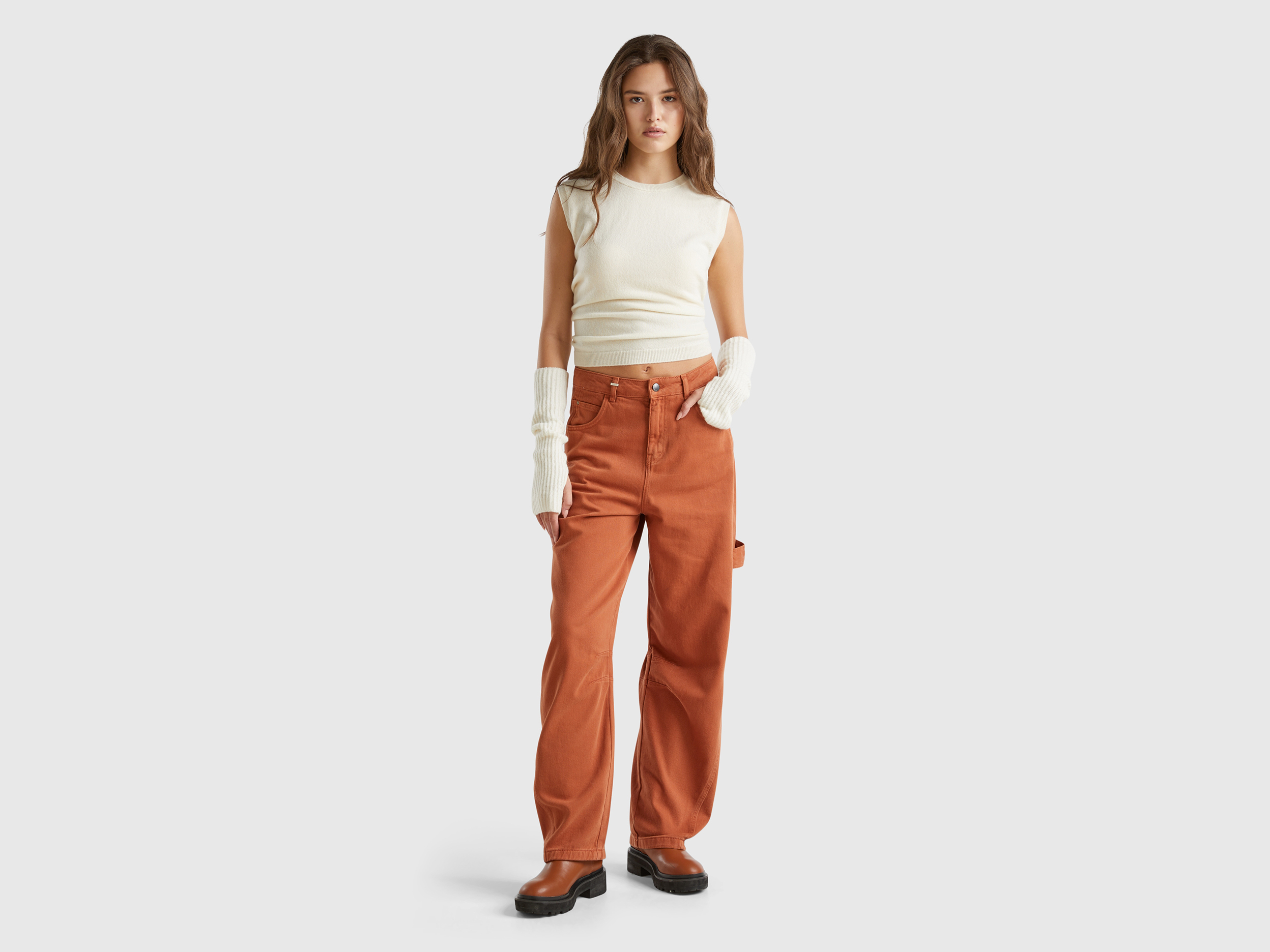 Pantalon large 100 % coton avec détails logo. – Image 3