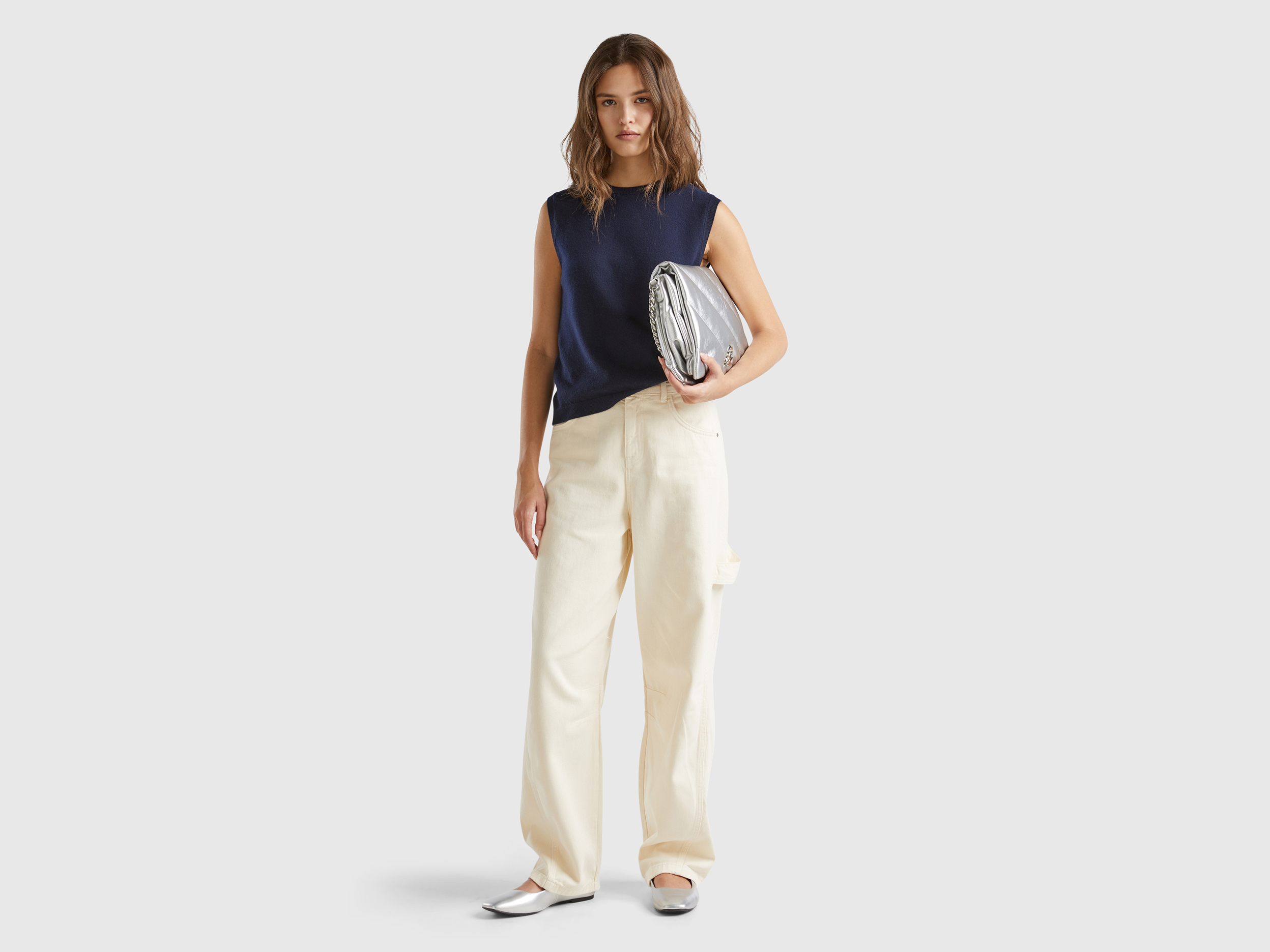 Pantalon large 100 % coton avec détails logo. – Image 3