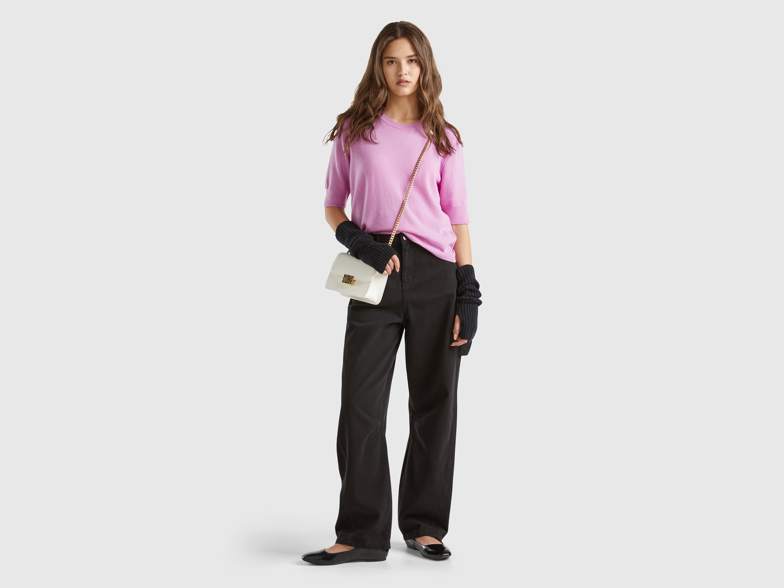 Pantalon large 100 % coton avec détails logo. – Image 3