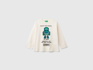 T-shirt manches longues imprimé col rond T-shirt manches longues imprimé col rond