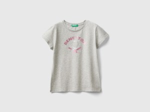 T-shirt en coton biologique avec logo pailleté T-shirt en coton biologique avec logo pailleté