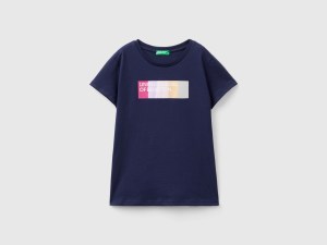 T-shirt en coton biologique avec logo pailleté T-shirt en coton biologique avec logo pailleté