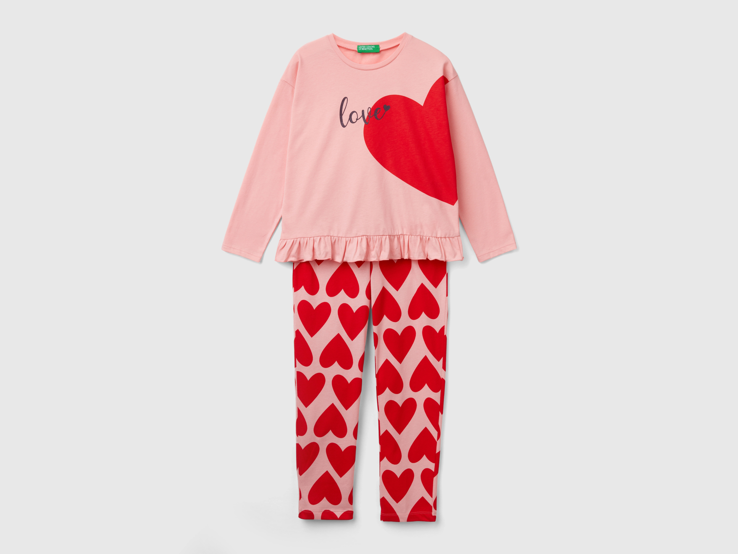 Pyjama à cœurs en coton à fibre longue Pyjama à cœurs en coton à fibre longue
