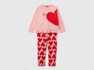 Pyjama à cœurs en coton à fibre longue Pyjama à cœurs en coton à fibre longue