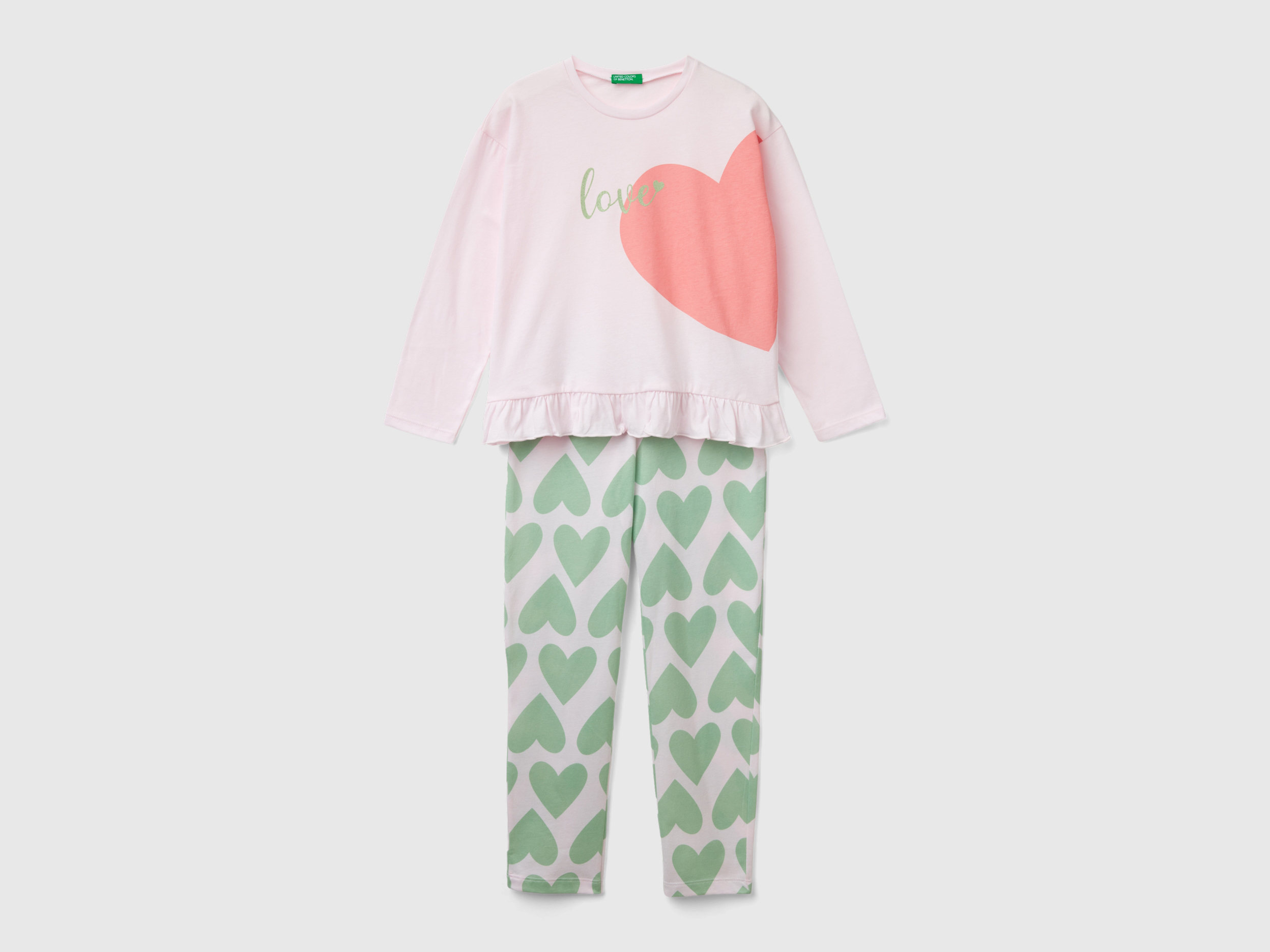 Pyjama à cœurs en coton à fibre longue Pyjama à cœurs en coton à fibre longue