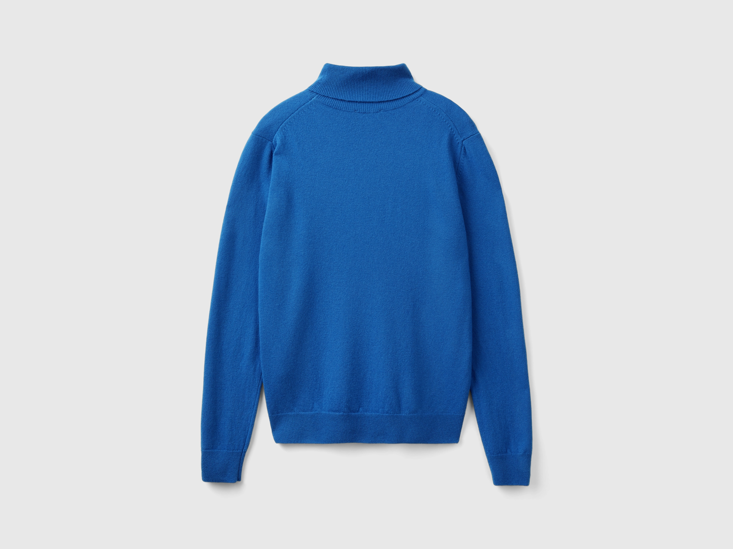 Pull col montant bleu avio en pure laine mérinos – Image 2