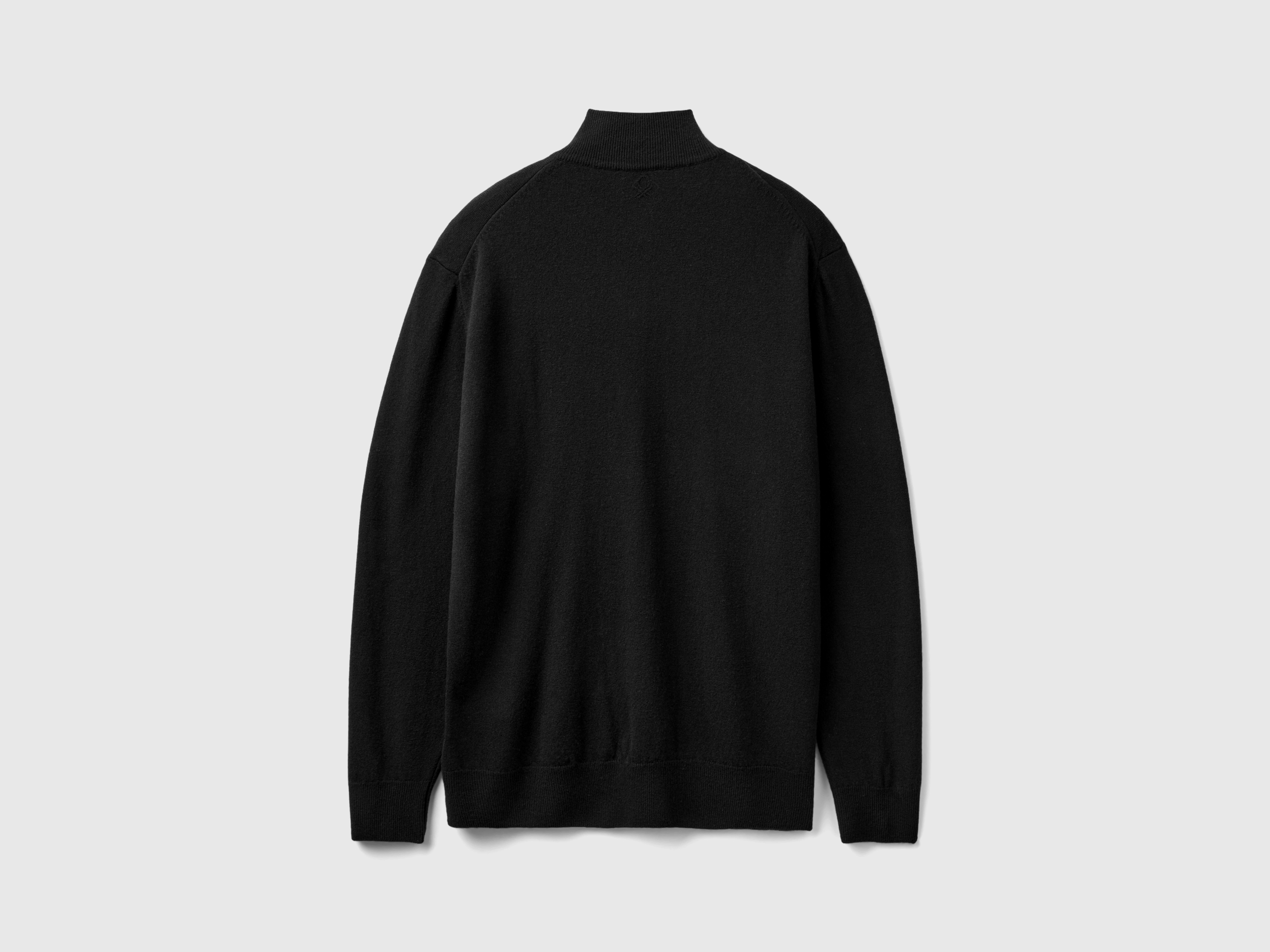 Pull zippé noir en 100 % laine mérinos – Image 2