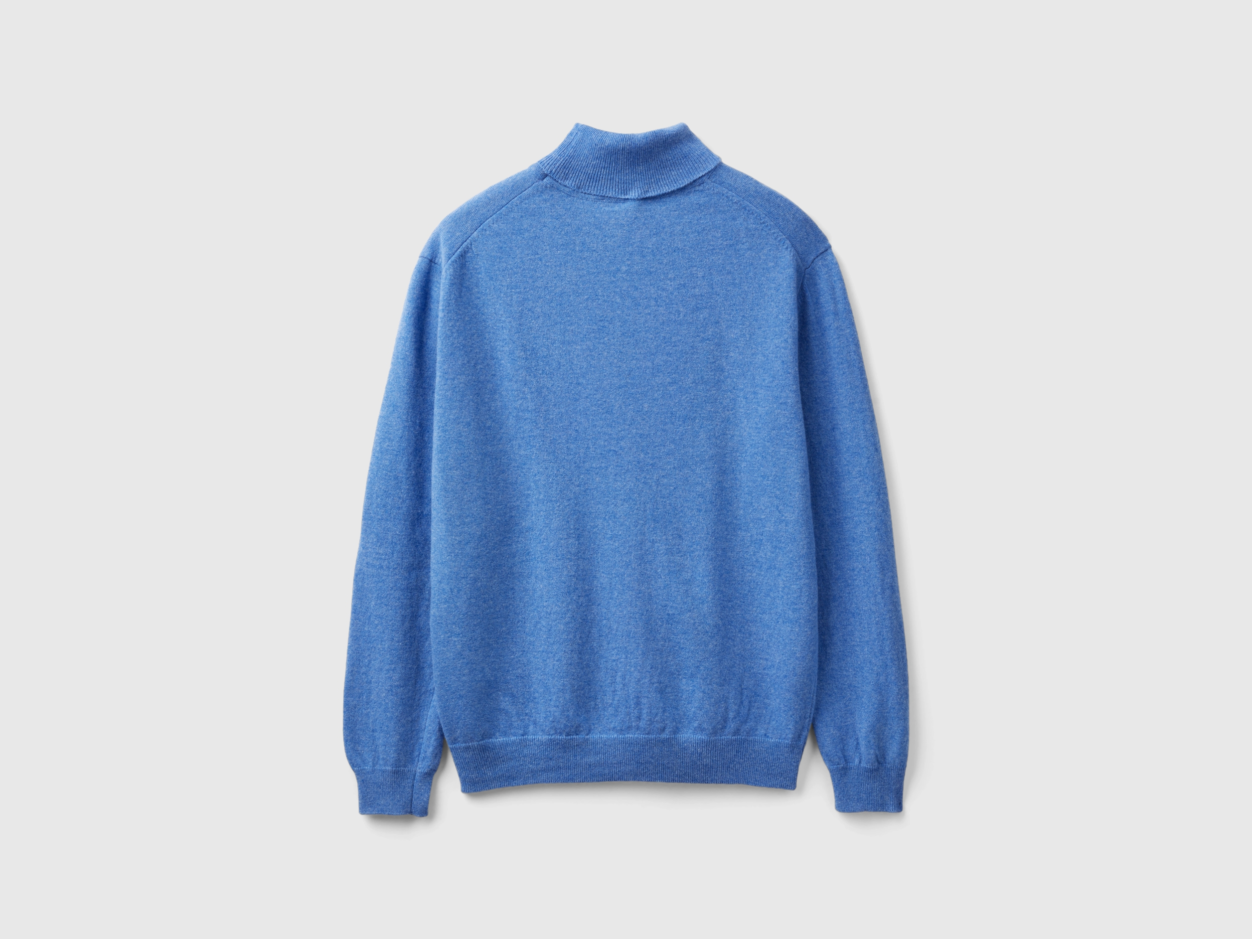 Pull col montant bleu effet chiné en pure laine mérinos – Image 2
