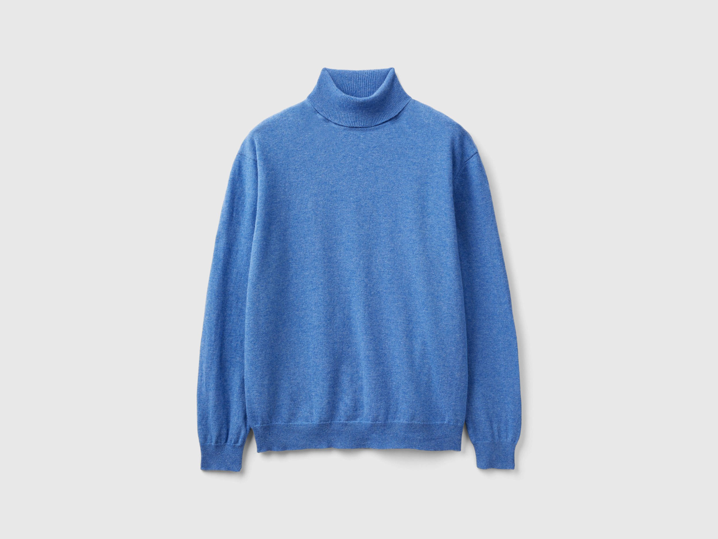 Pull col montant bleu effet chiné en pure laine mérinos Pull col montant bleu effet chiné en pure laine mérinos