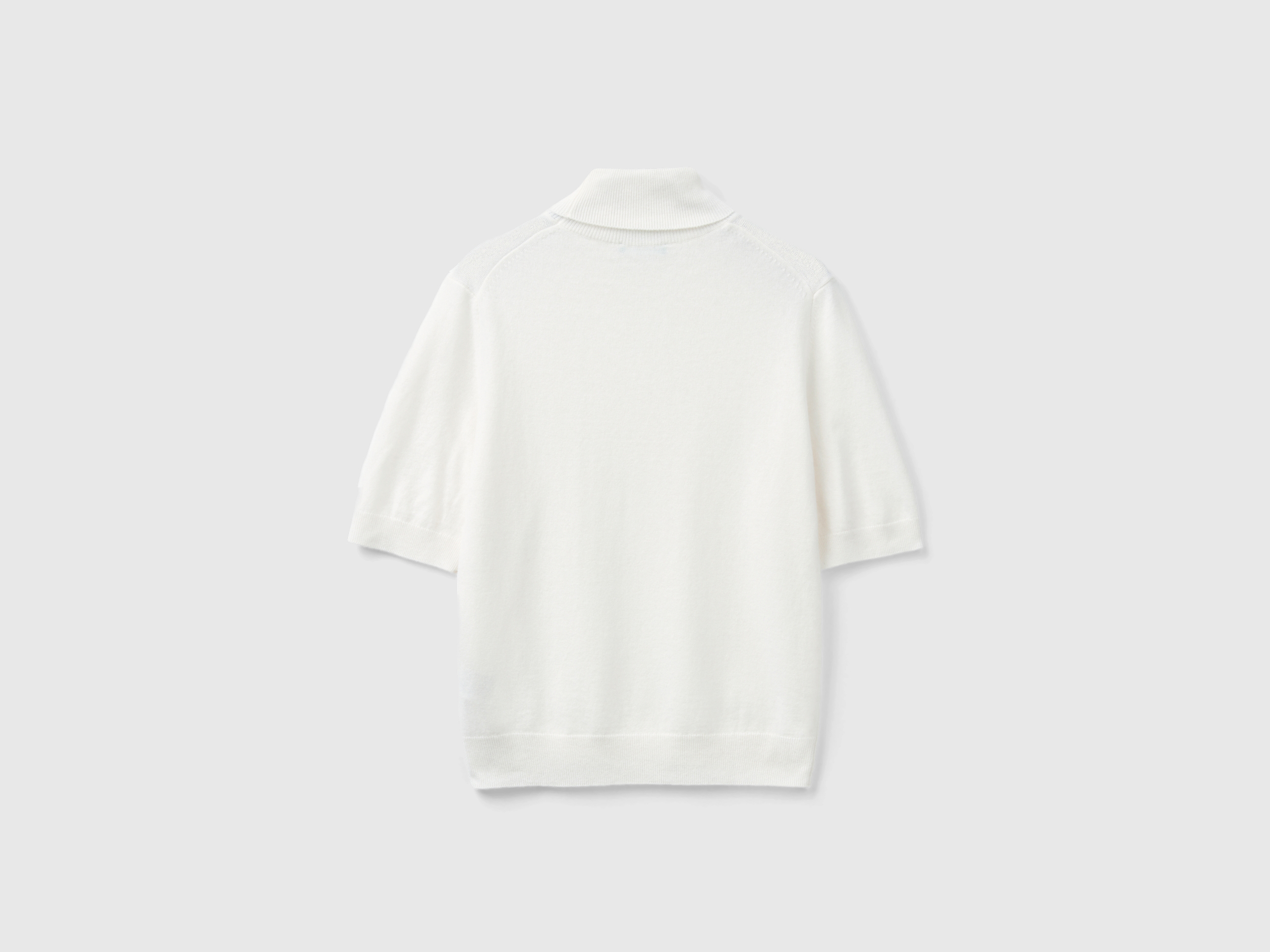 Pull col montant couleur crème à manches courtes en cachemire mélangé – Image 2