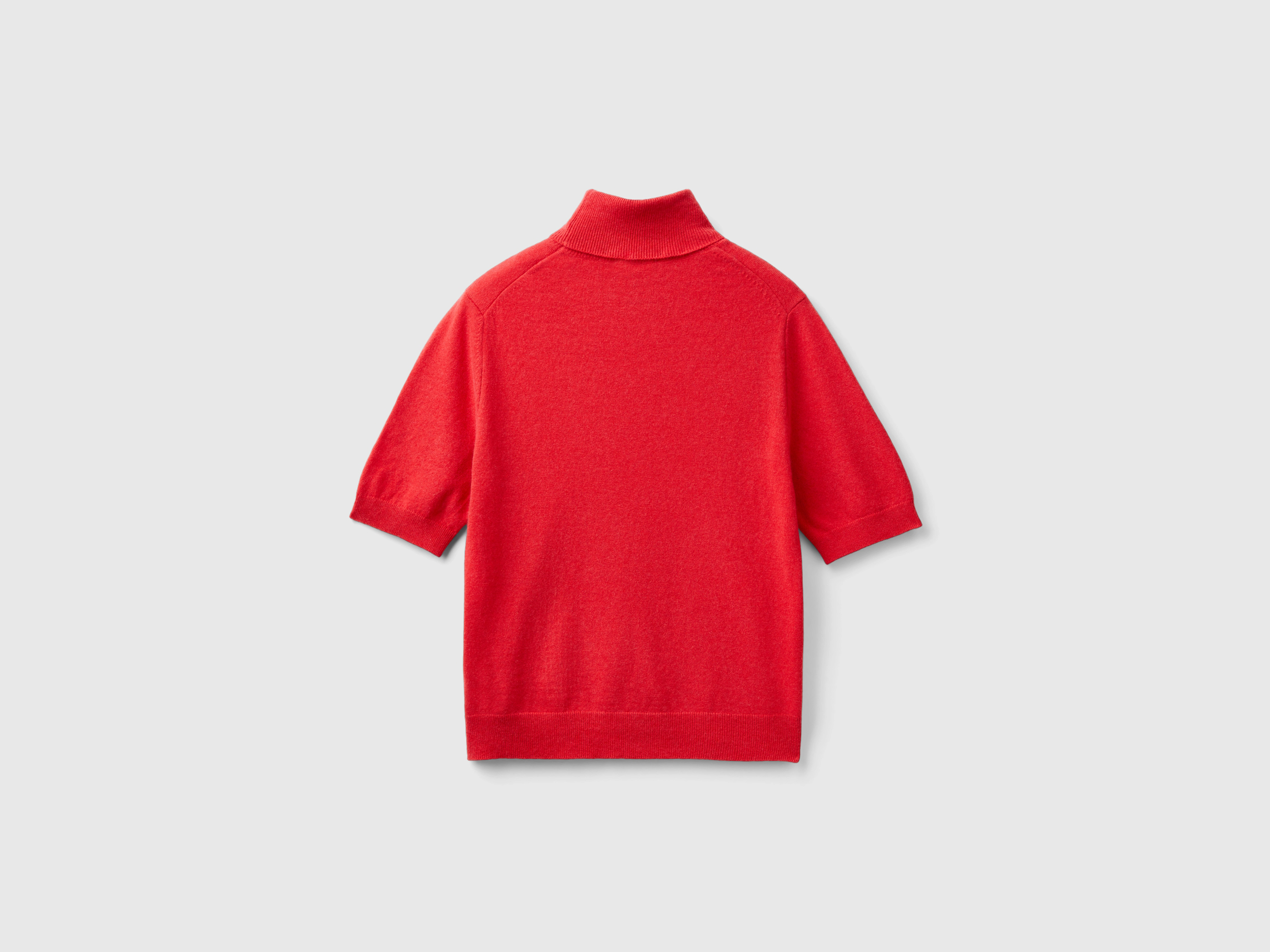 Pull col montant rouge à manches courtes en cachemire mélangé – Image 2