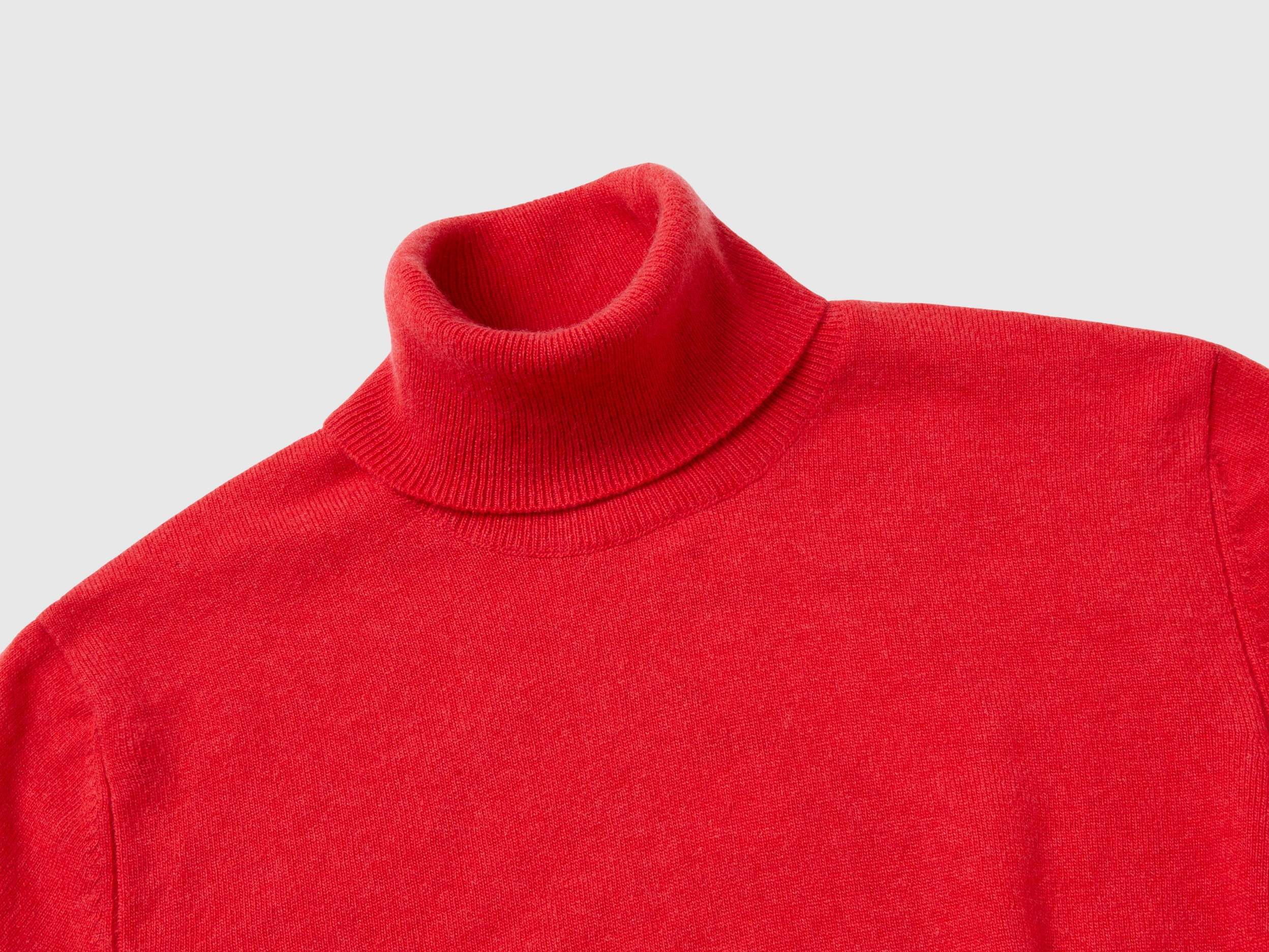 Pull col montant rouge à manches courtes en cachemire mélangé – Image 3