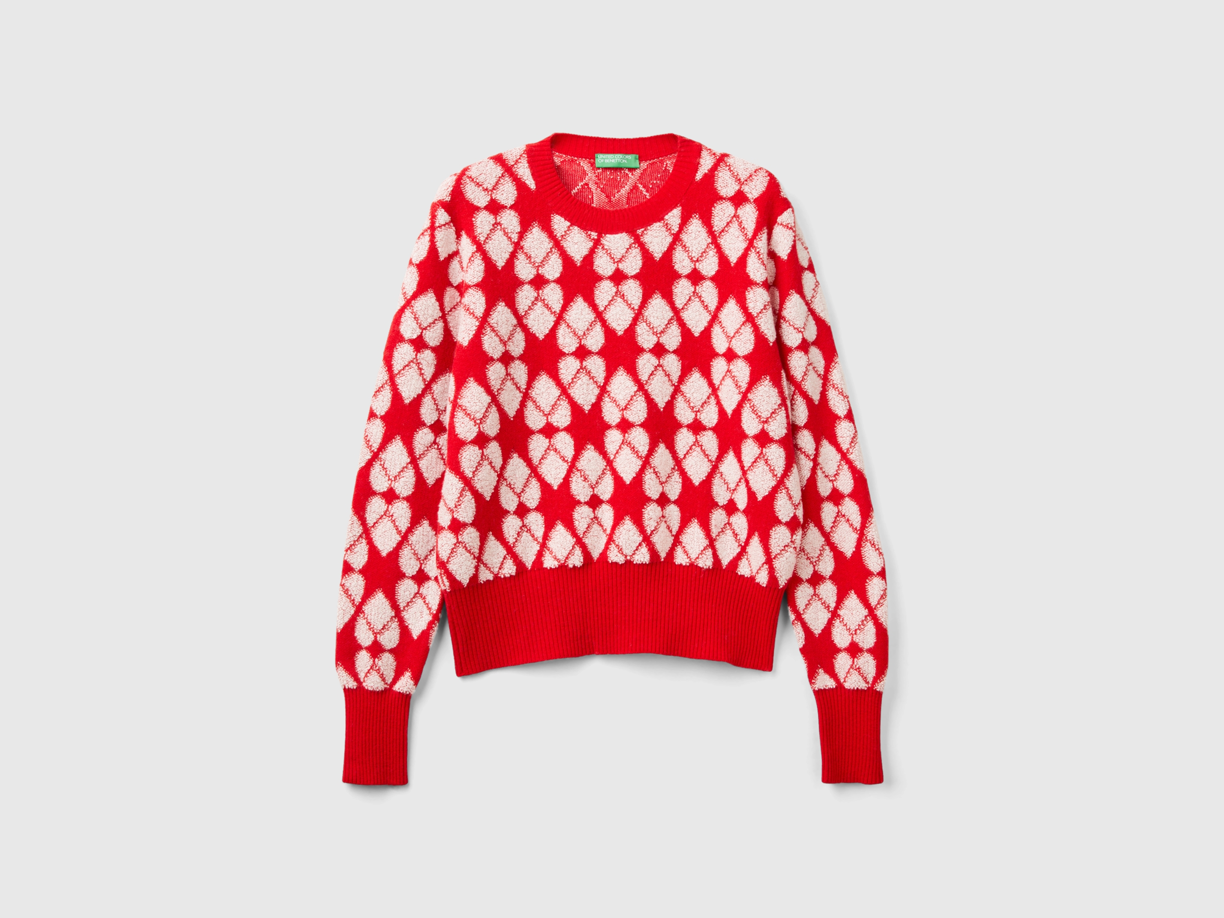 Pull à cœurs en laine recyclée mélangée Pull à cœurs en laine recyclée mélangée