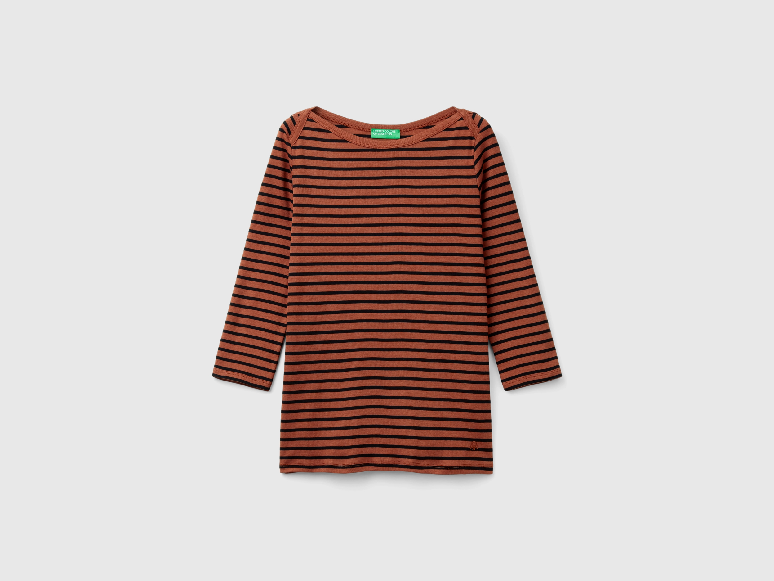 T-shirt rayé manches 3/4 en pur coton T-shirt rayé manches 3/4 en pur coton