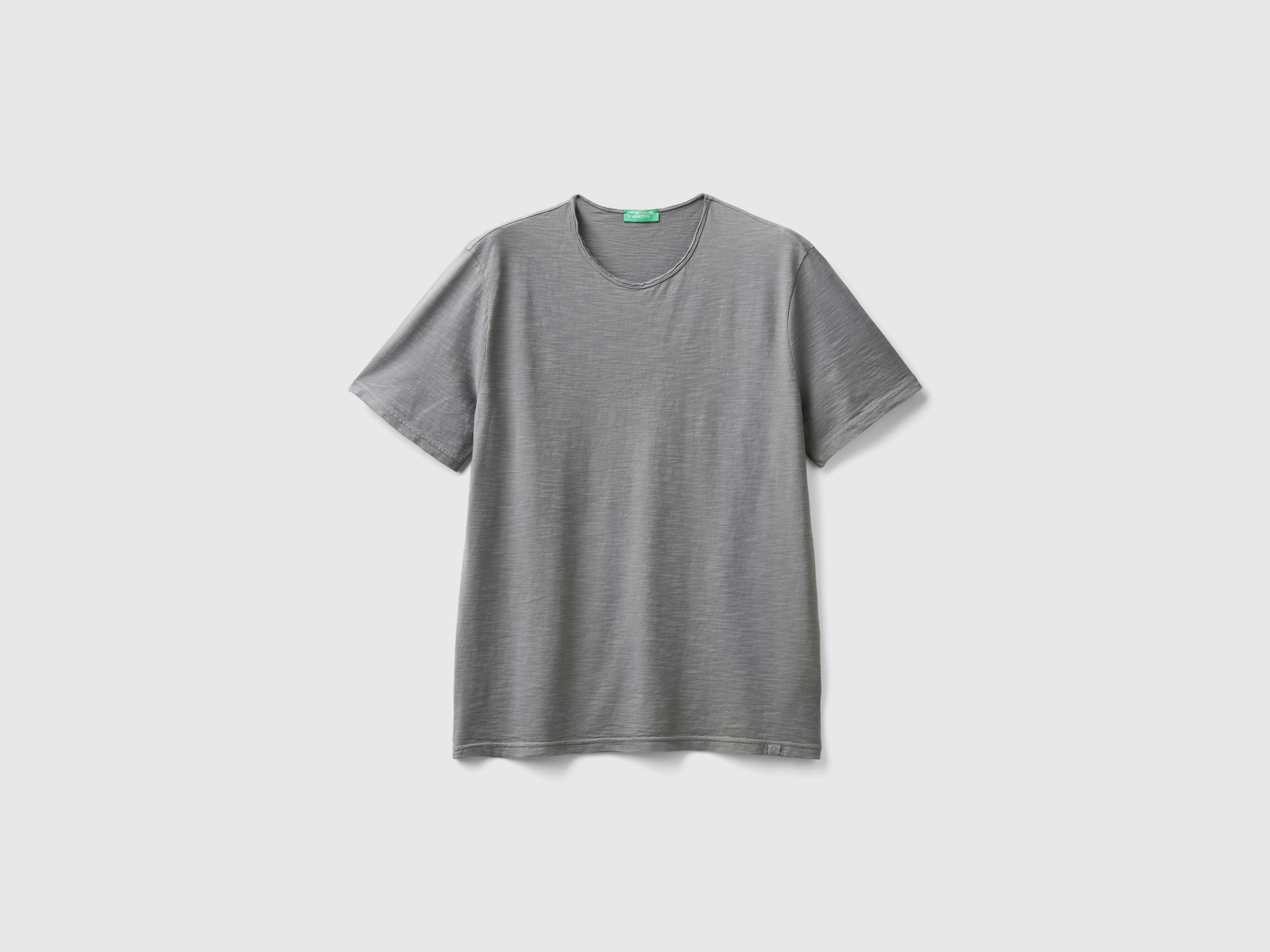 T-shirt gris souris en coton flammé T-shirt gris souris en coton flammé