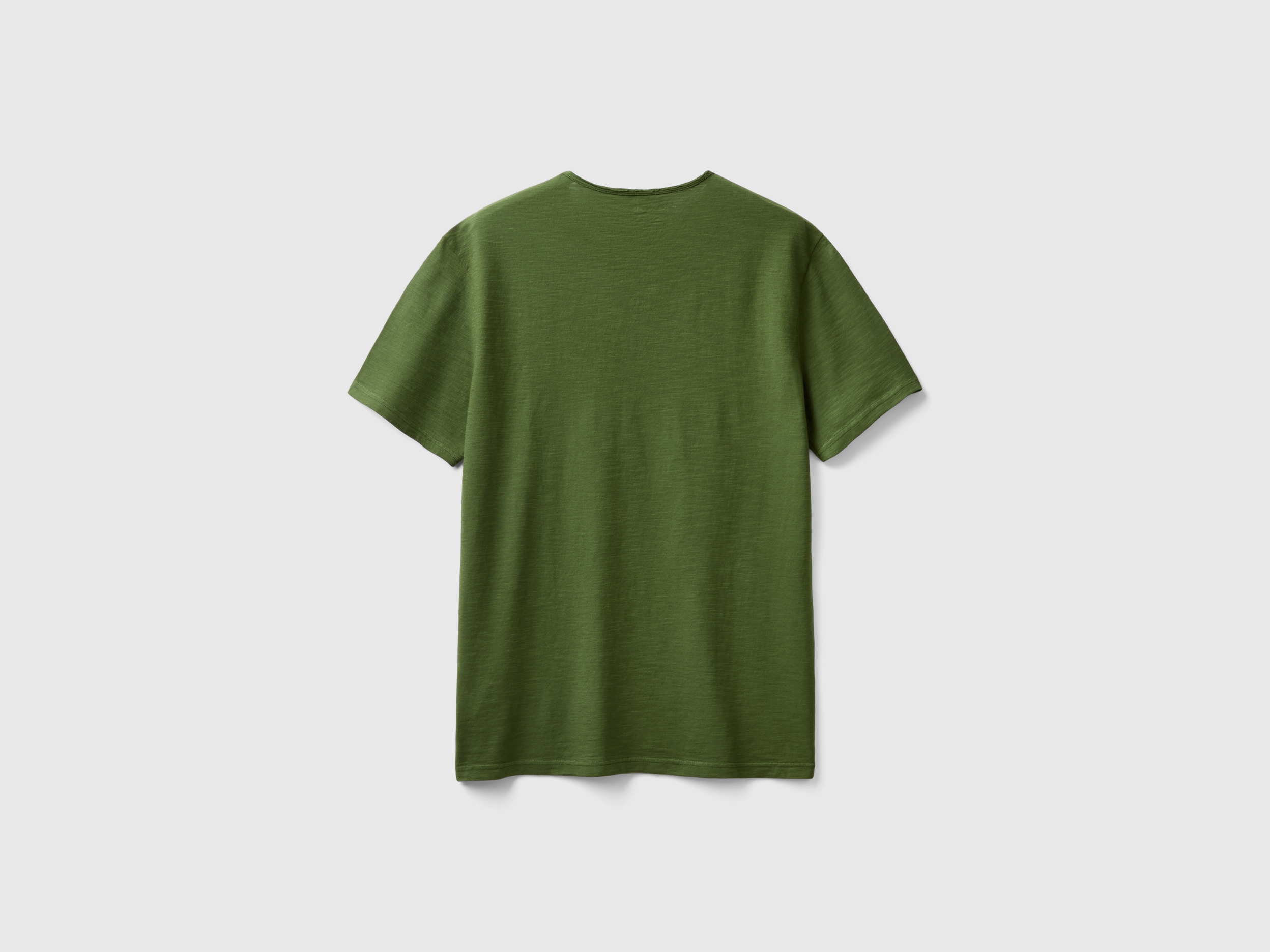 T-shirt vert olive en coton flammé – Image 2