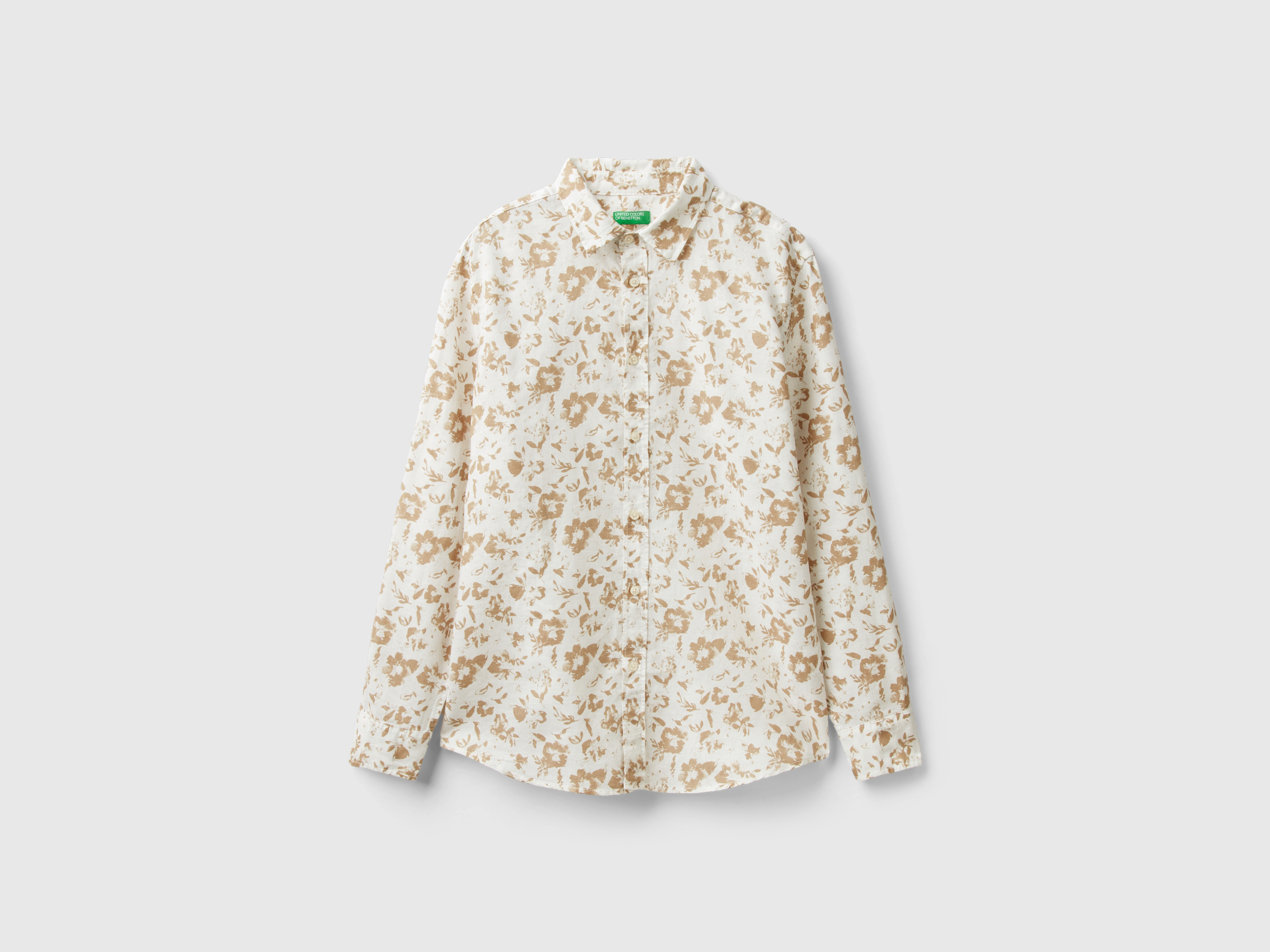Chemise à fleurs en lin mélangé Chemise à fleurs en lin mélangé
