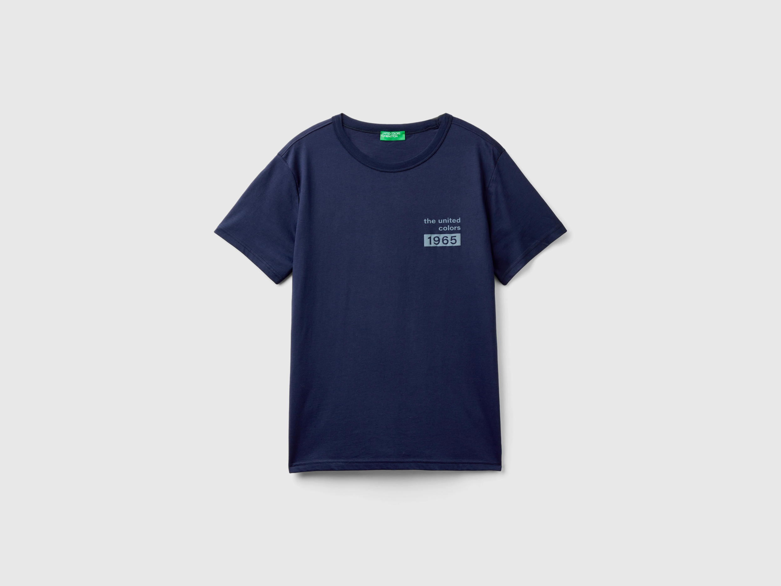 T-shirt bleu foncé en coton bio à imprimé logo T-shirt bleu foncé en coton bio à imprimé logo