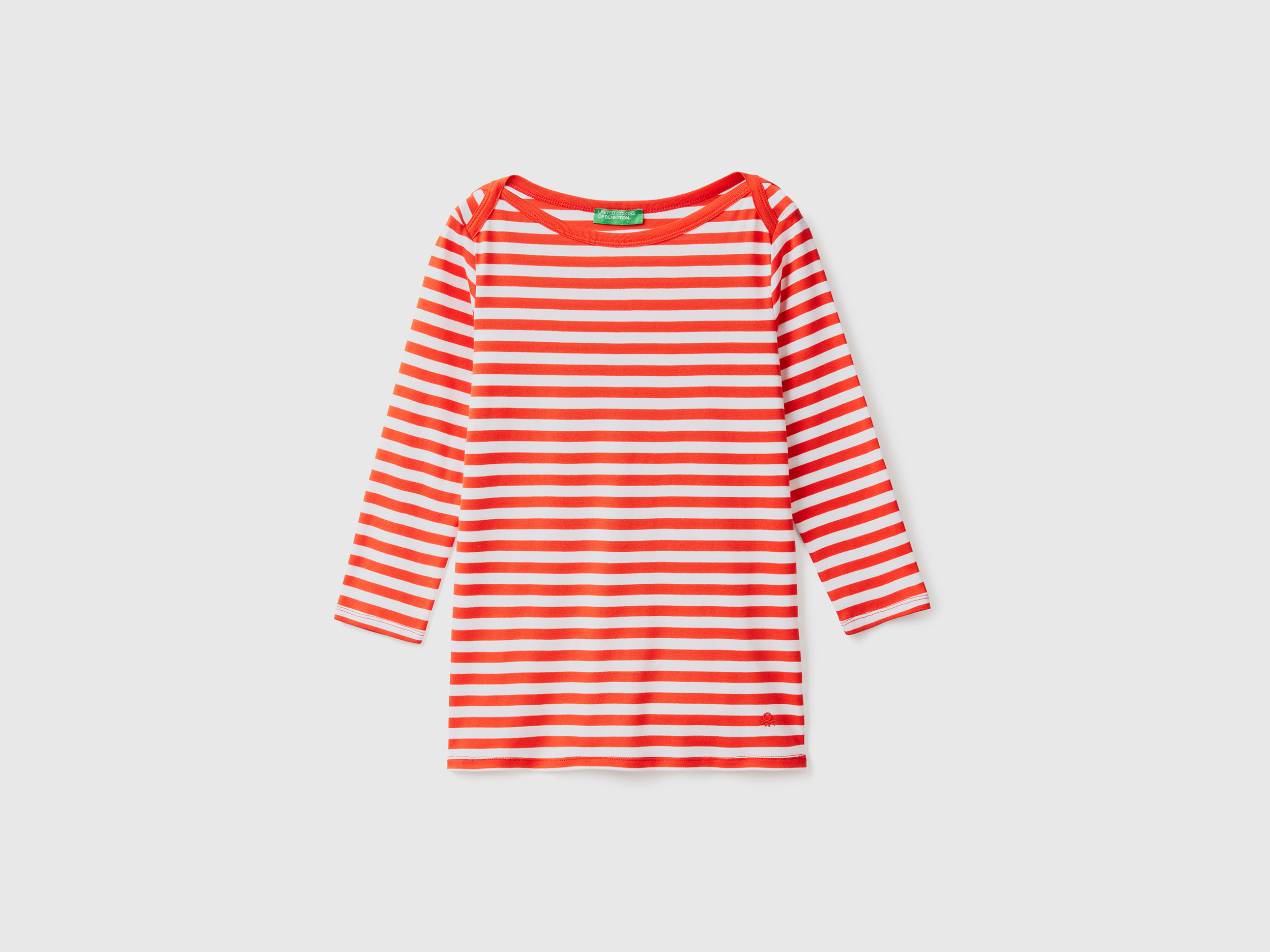 T-shirt rayé en 100 % coton à manches 3/4 T-shirt rayé en 100 % coton à manches 3/4