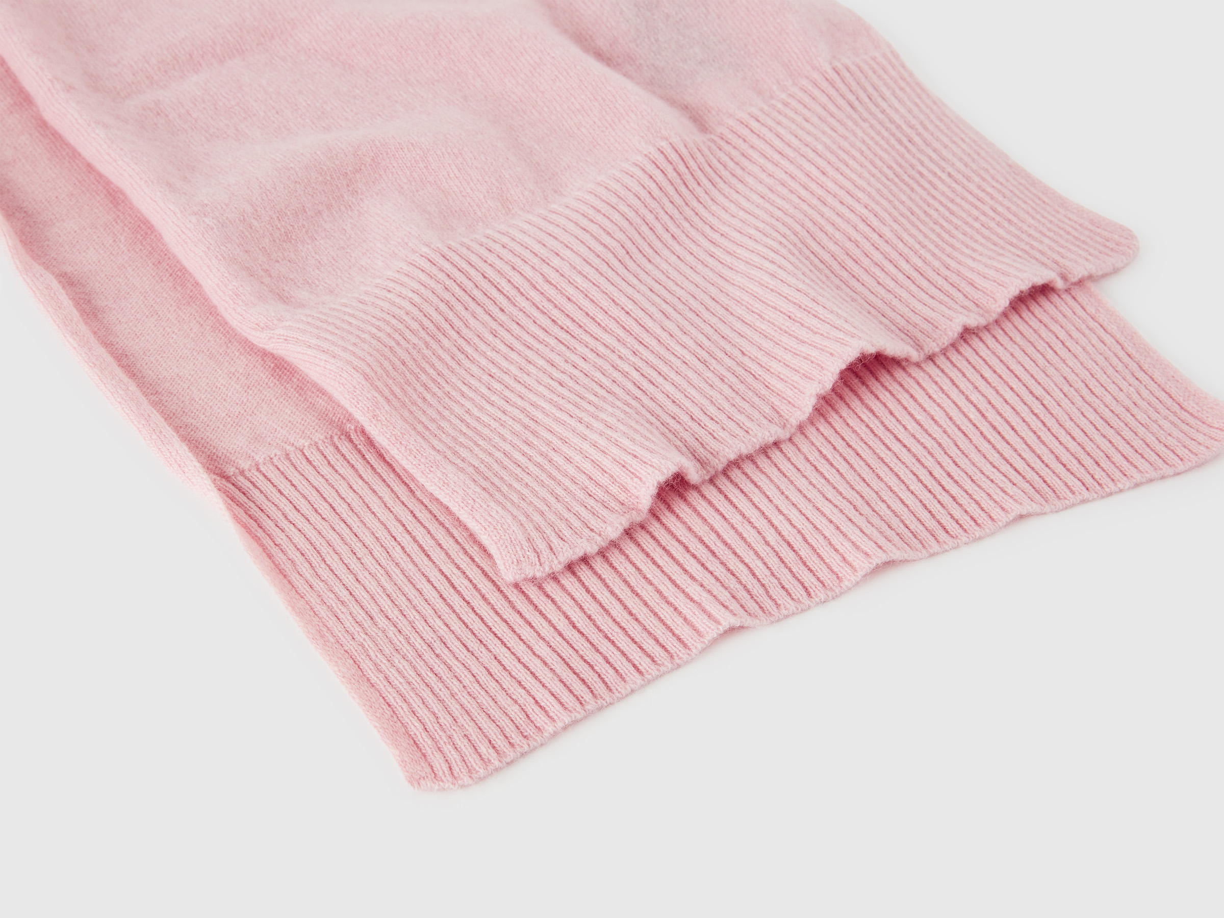 Écharpe rose poudré en pure laine mérinos – Image 2