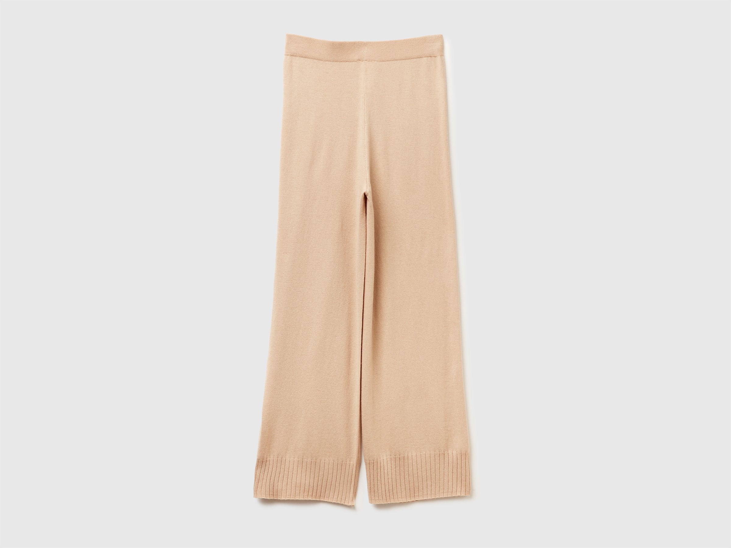 Pantalon large beige en mélange de laine et de cachemire – Image 2