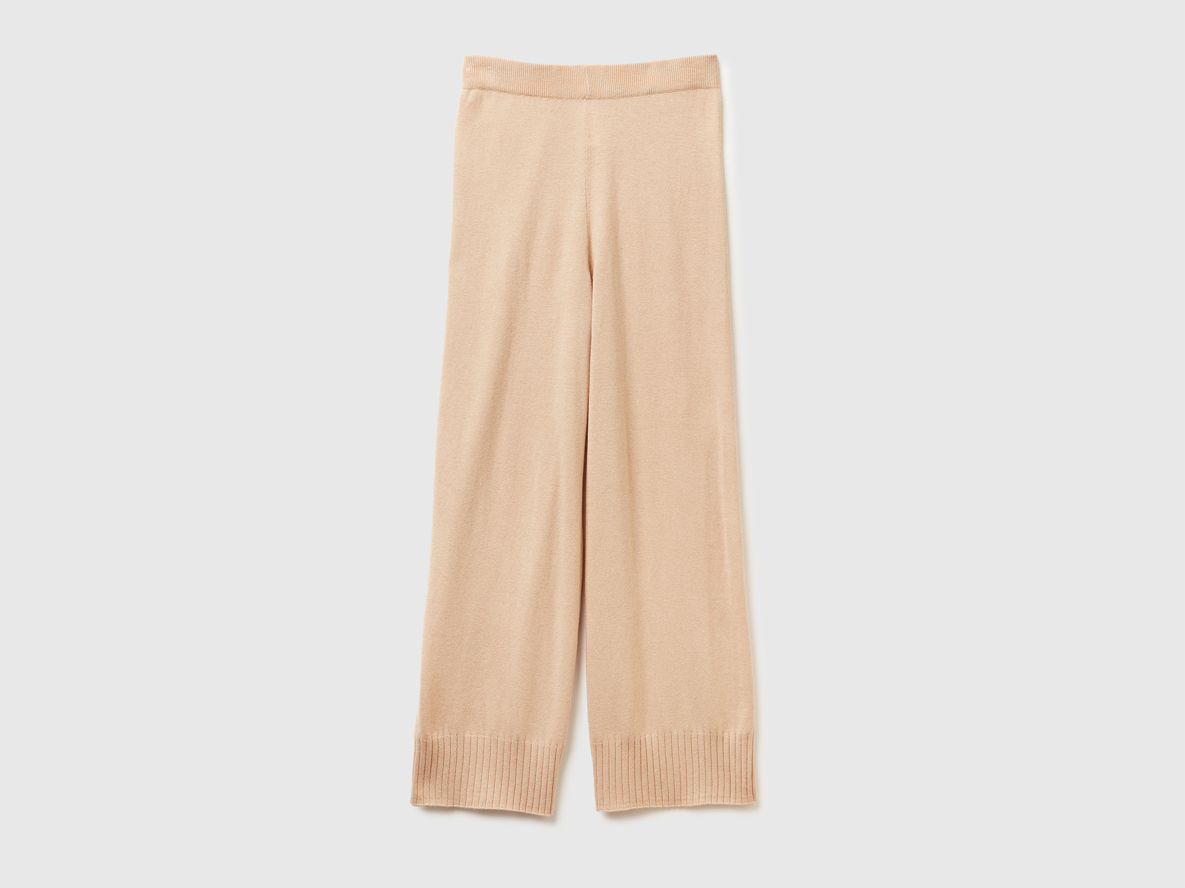 Pantalon large beige en mélange de laine et de cachemire Pantalon large beige en mélange de laine et de cachemire