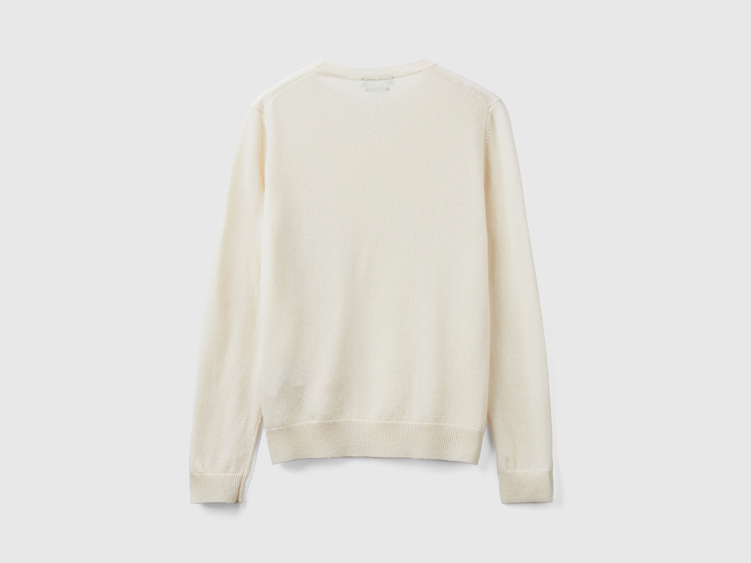 Pull col rond beige en laine Mérinos – Image 2