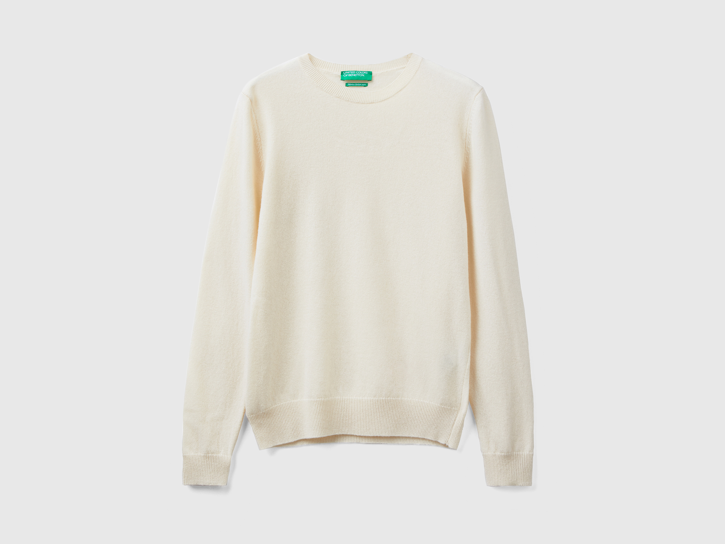 Pull col rond beige en laine Mérinos Pull col rond beige en laine Mérinos