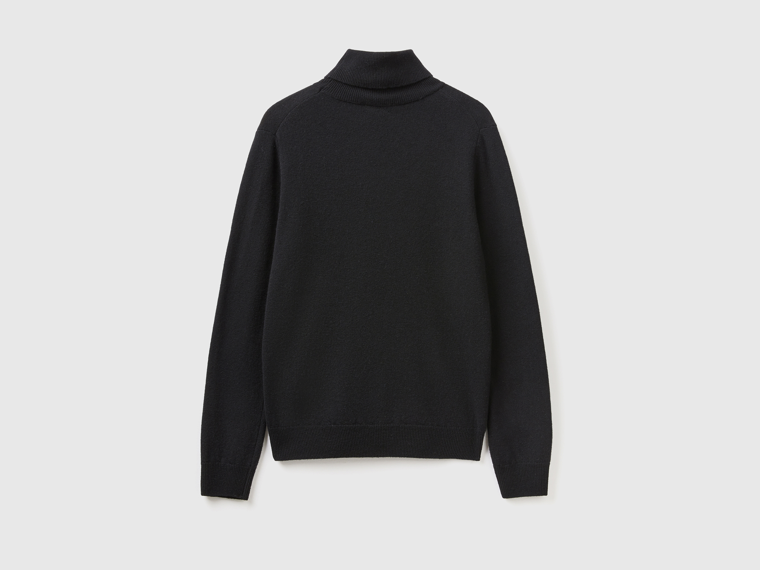 Pull chaud noir à col roulé en pure laine Mérinos – Image 2