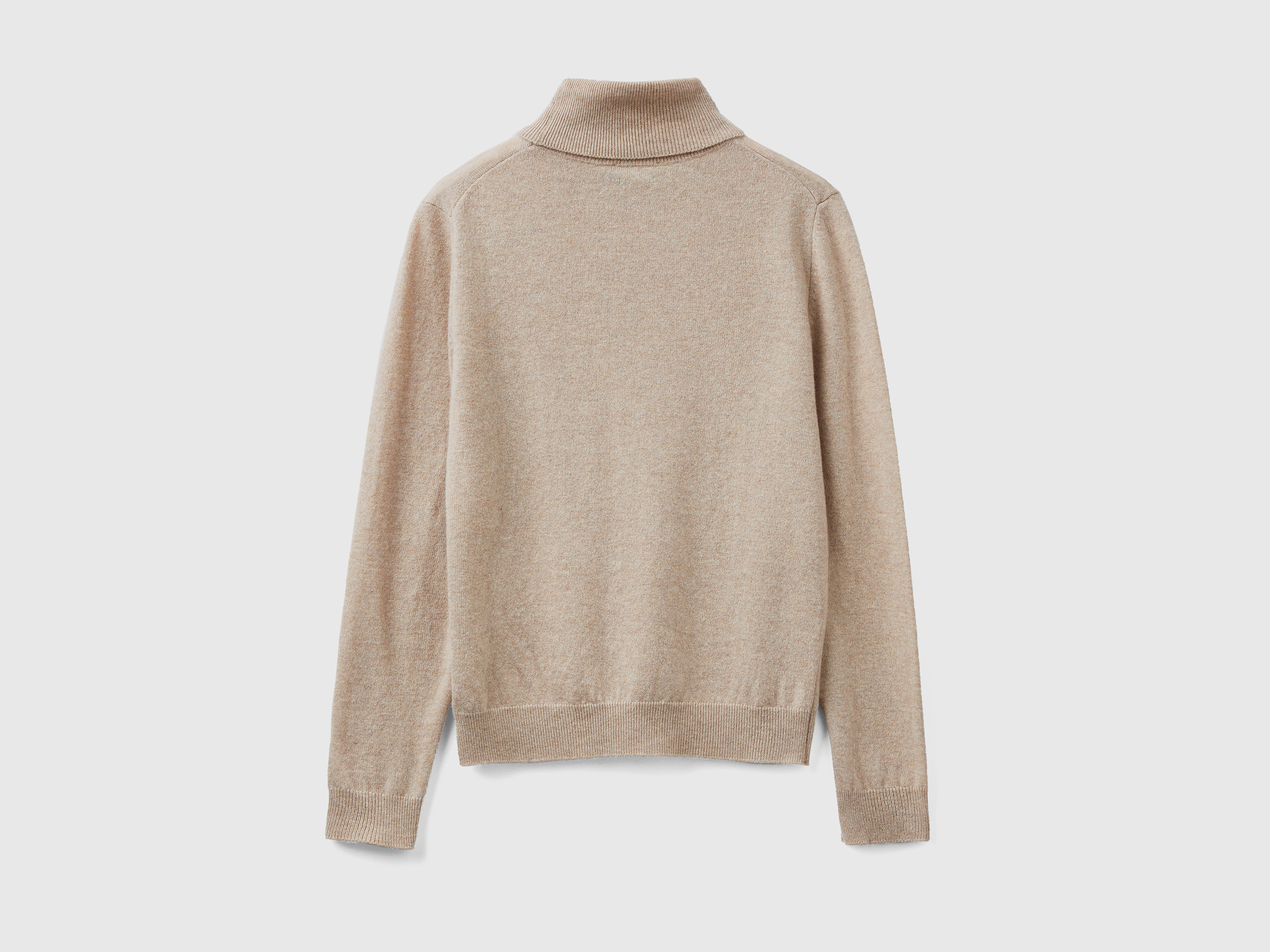 Pull chaud beige à col roulé en pure laine Mérinos – Image 2